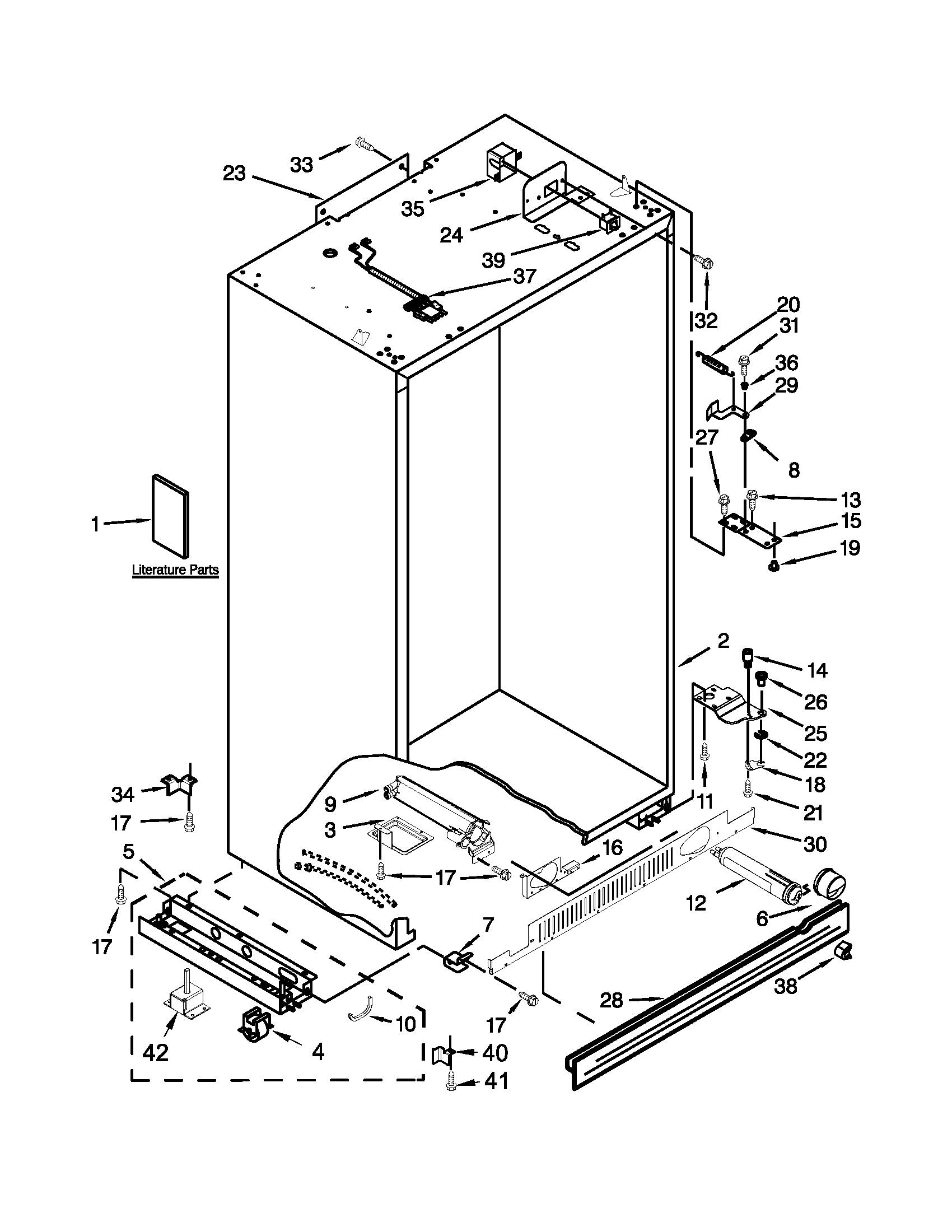 KitchenAid KSSO48FTX18 cabinet parts diagram