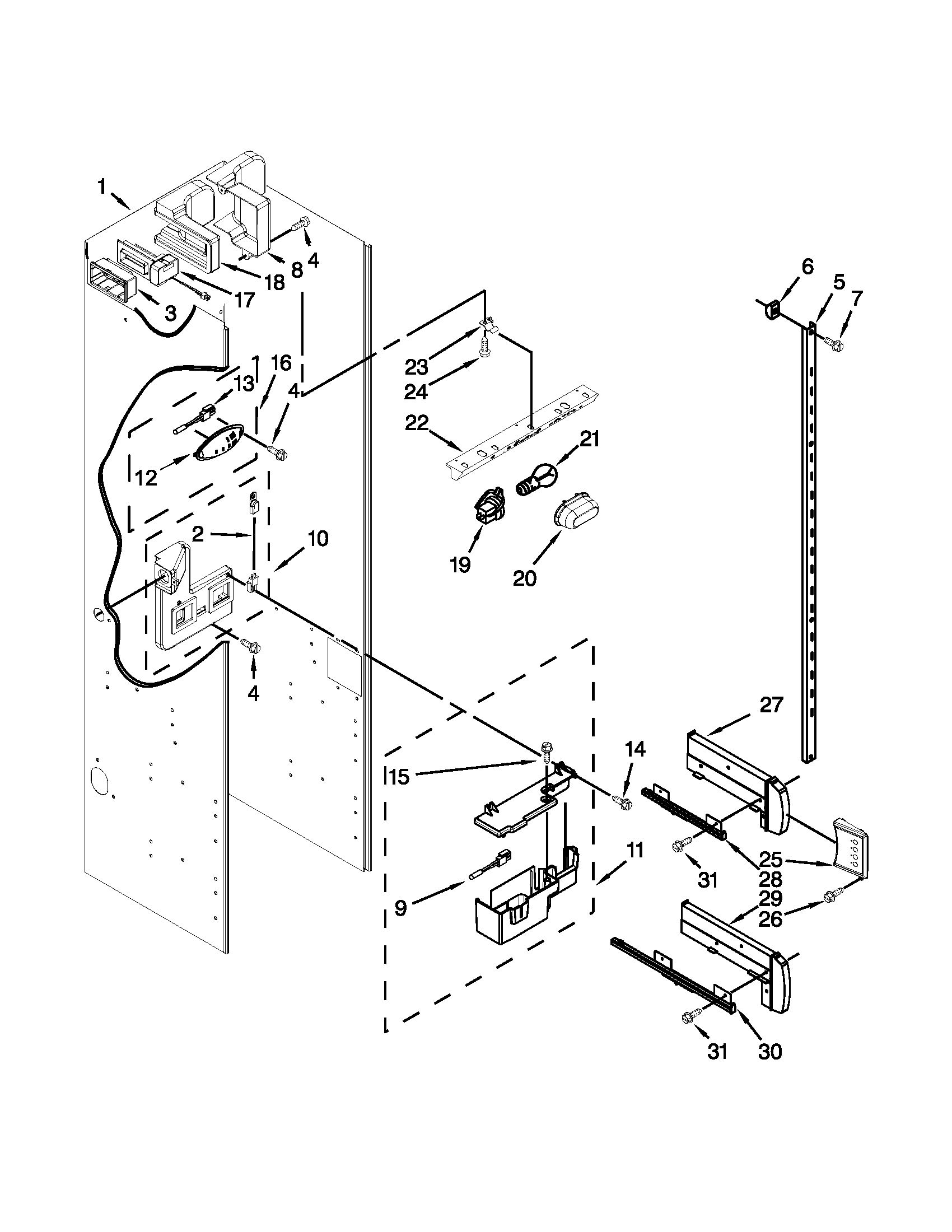 KitchenAid KSSO48FTX18 refrigerator liner parts diagram