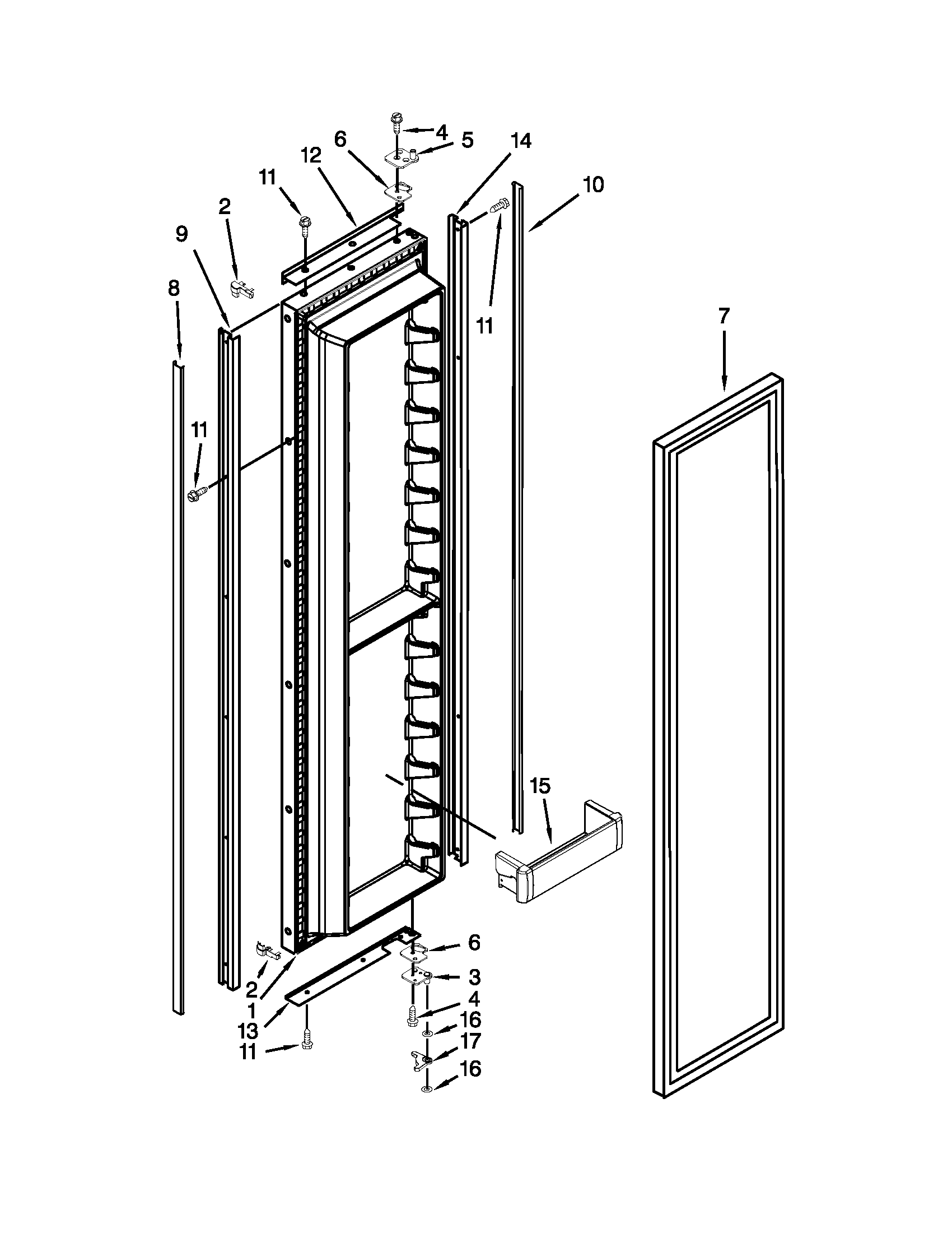 KitchenAid KSSO48FTX18 freezer door parts diagram