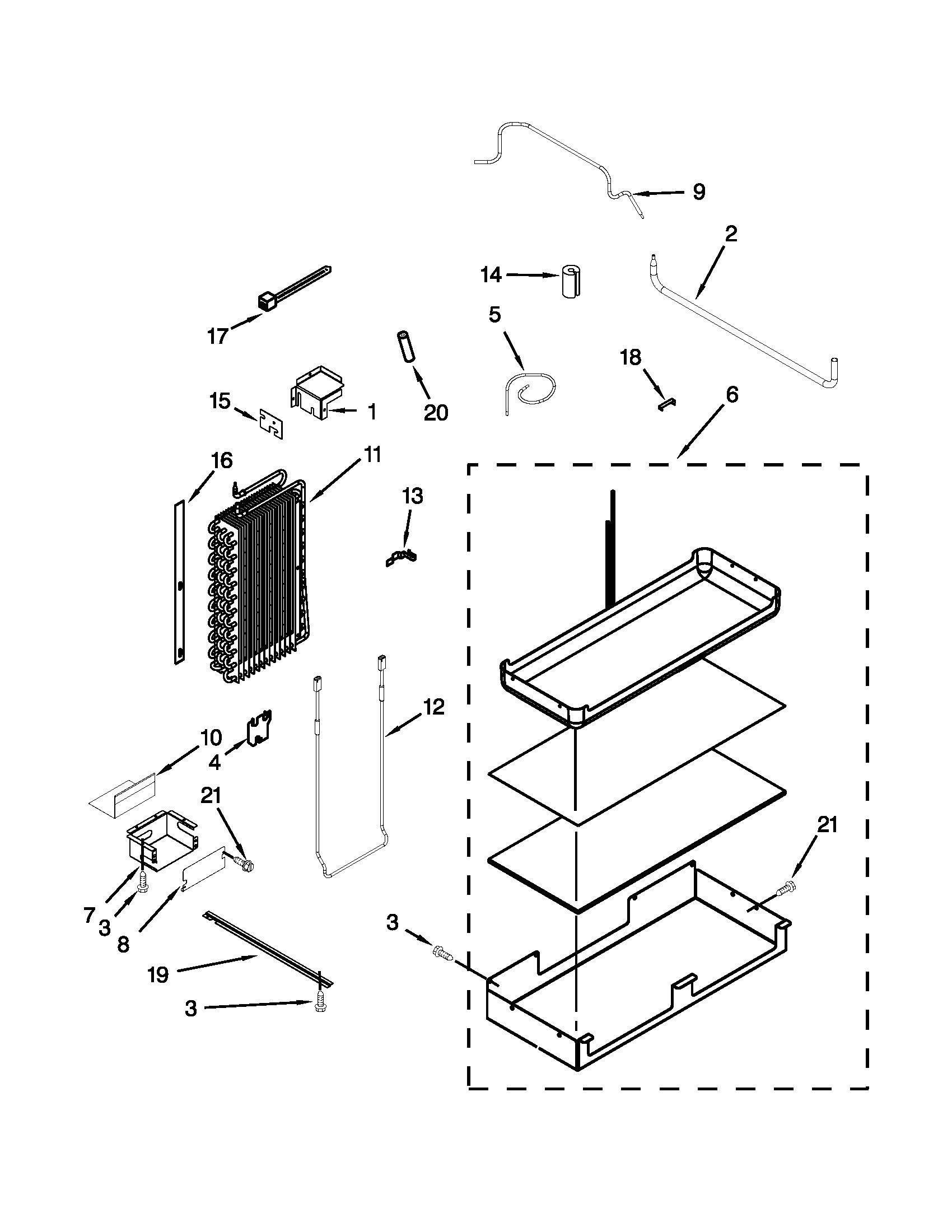KitchenAid KSSO48FTX18 lower unit and tube parts diagram