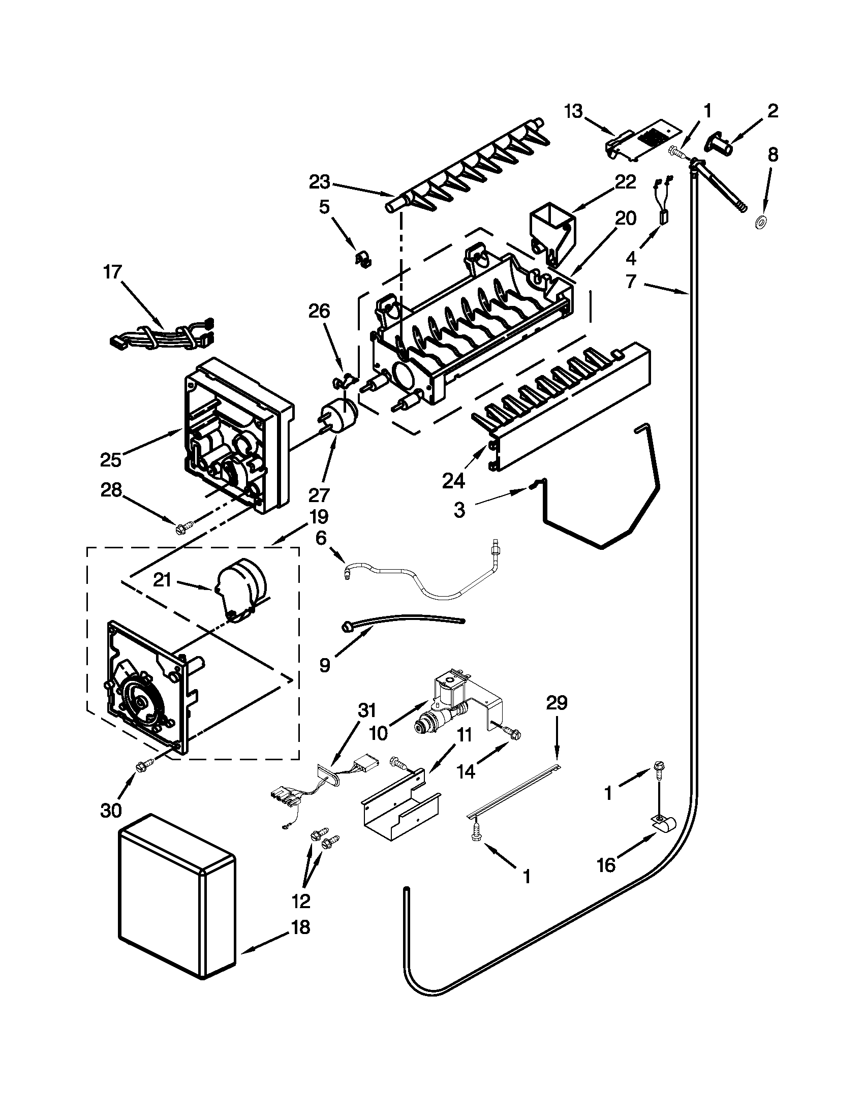 KitchenAid KSSO48FTX18 ice maker parts diagram
