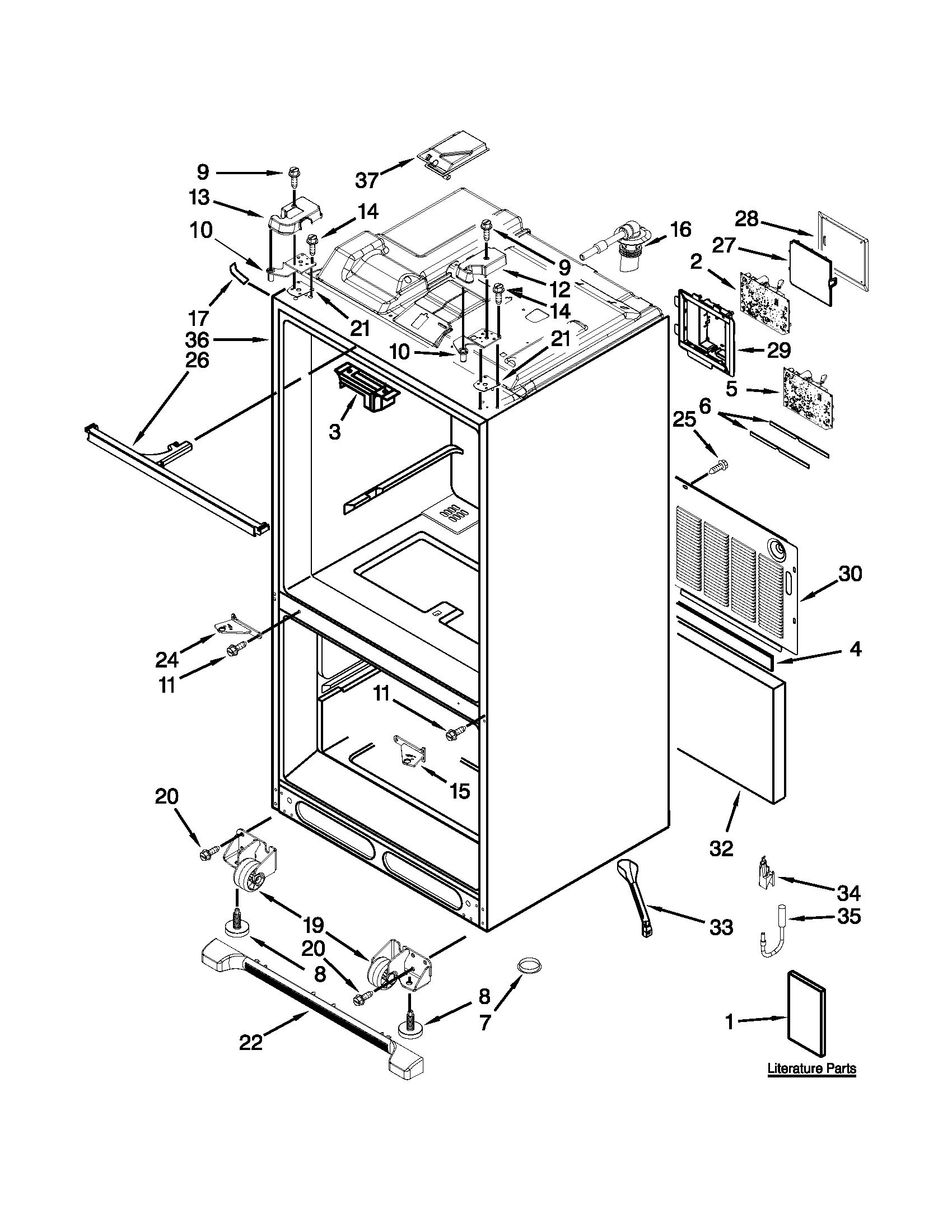 KitchenAid KFIS27CXMS5 cabinet parts diagram