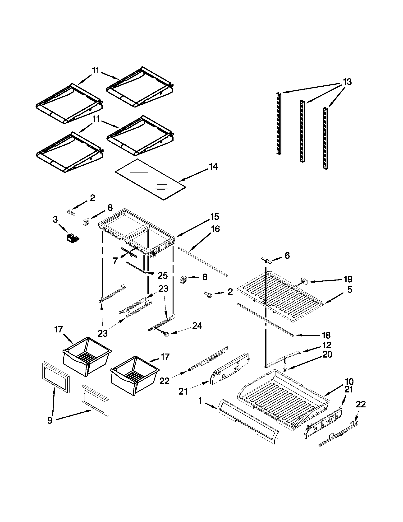 KitchenAid KFIS27CXMS5 shelf parts diagram