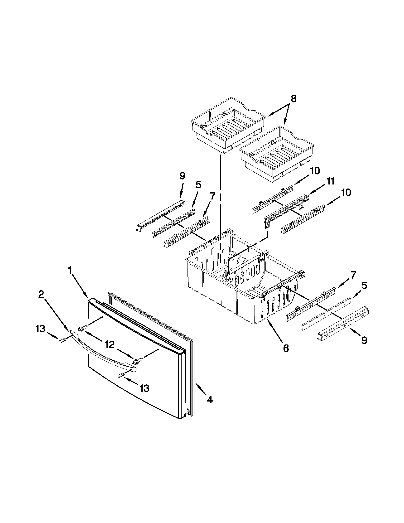 KitchenAid KFIS27CXMS5 freezer door parts diagram