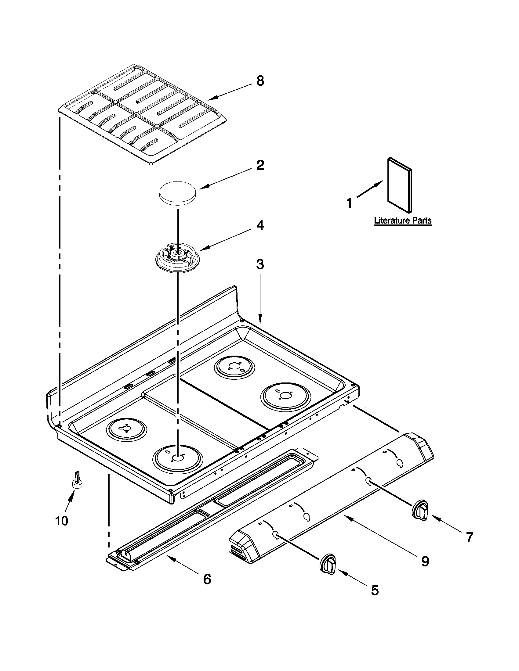 Whirlpool GGG388LXB03 cooktop parts diagram
