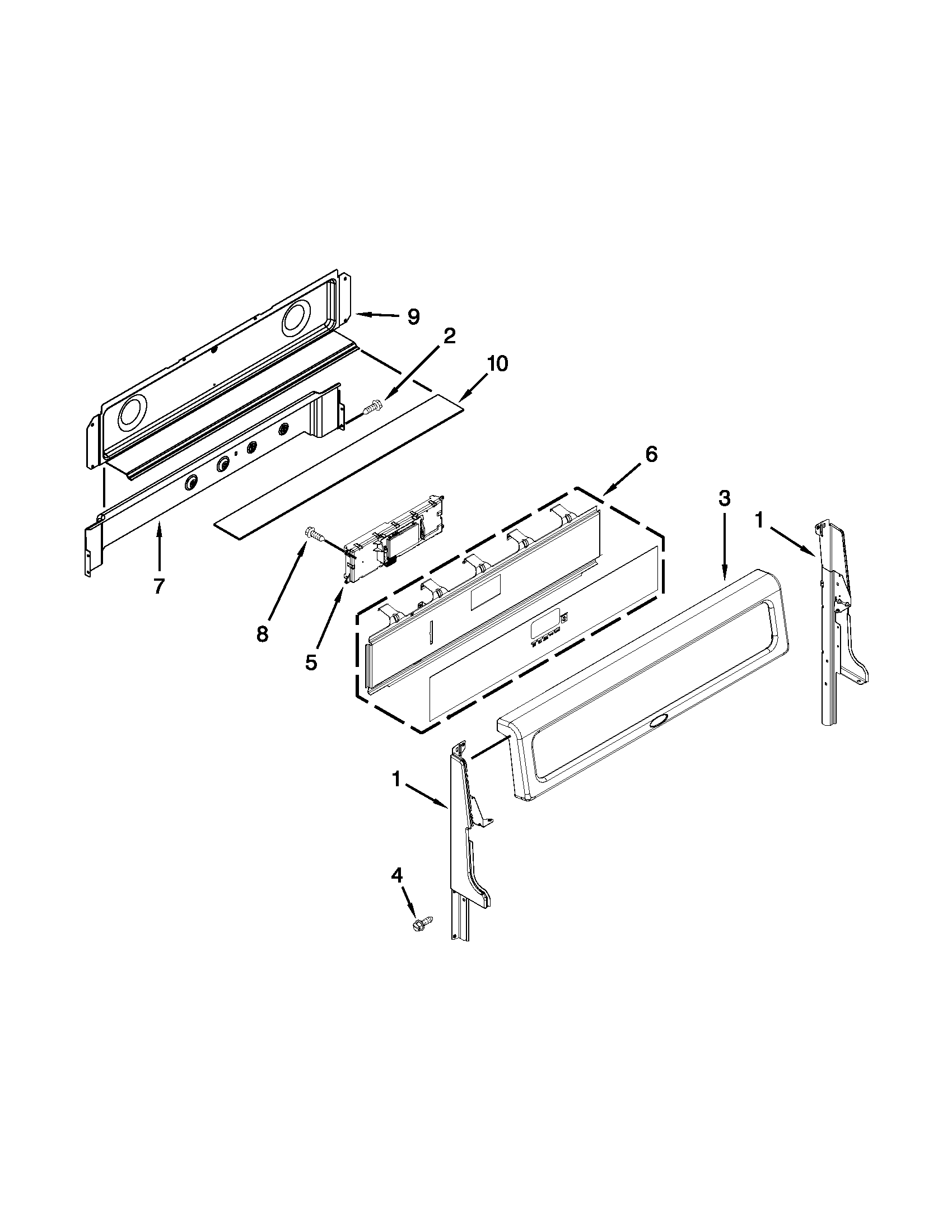 Whirlpool GGG388LXB03 control panel parts diagram