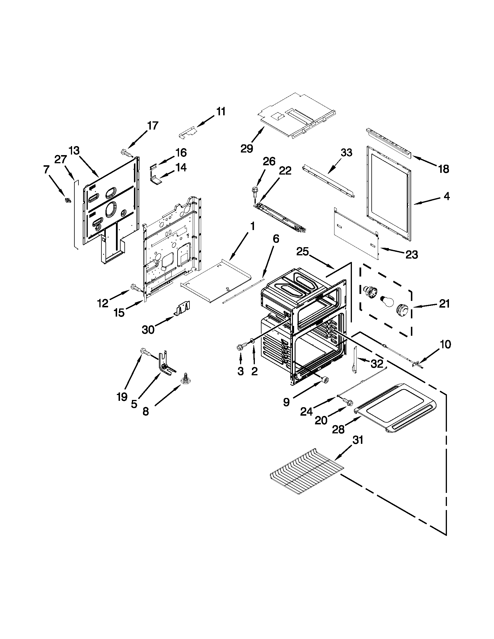 Whirlpool GGG388LXB03 chassis parts diagram