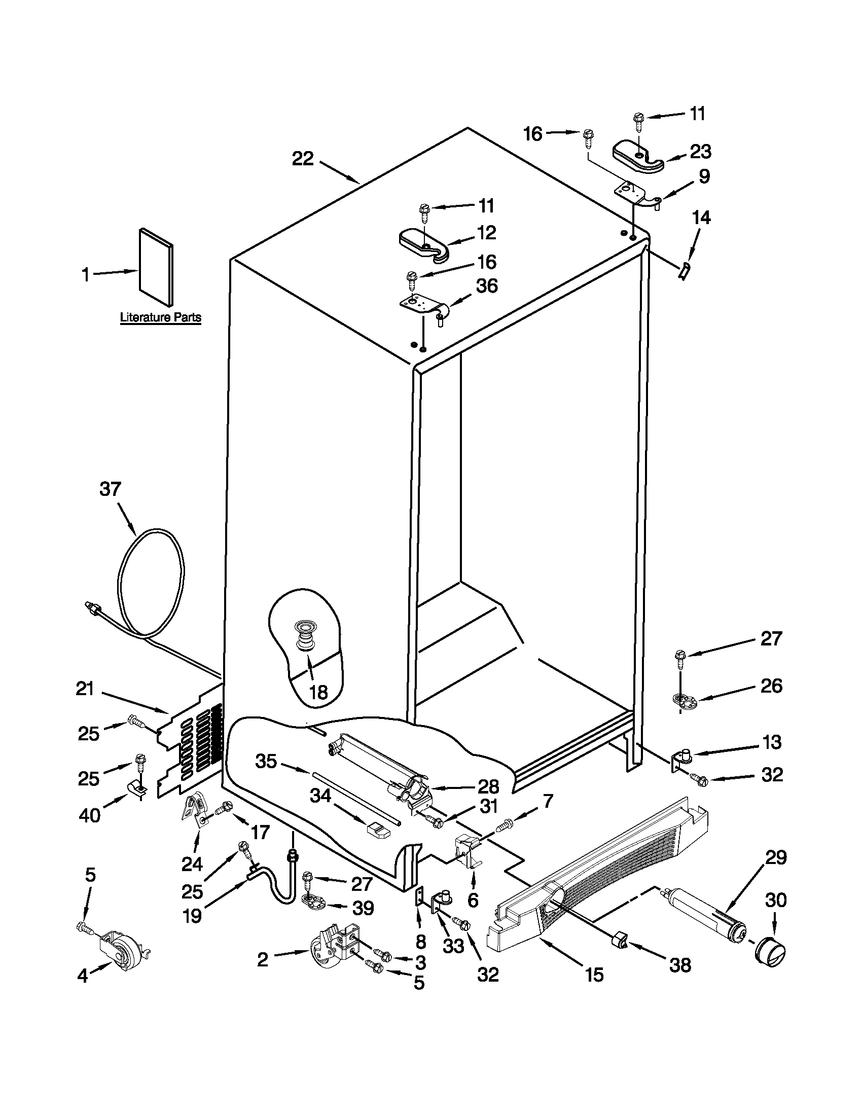 Whirlpool GS6NVEXVQ01 cabinet parts diagram