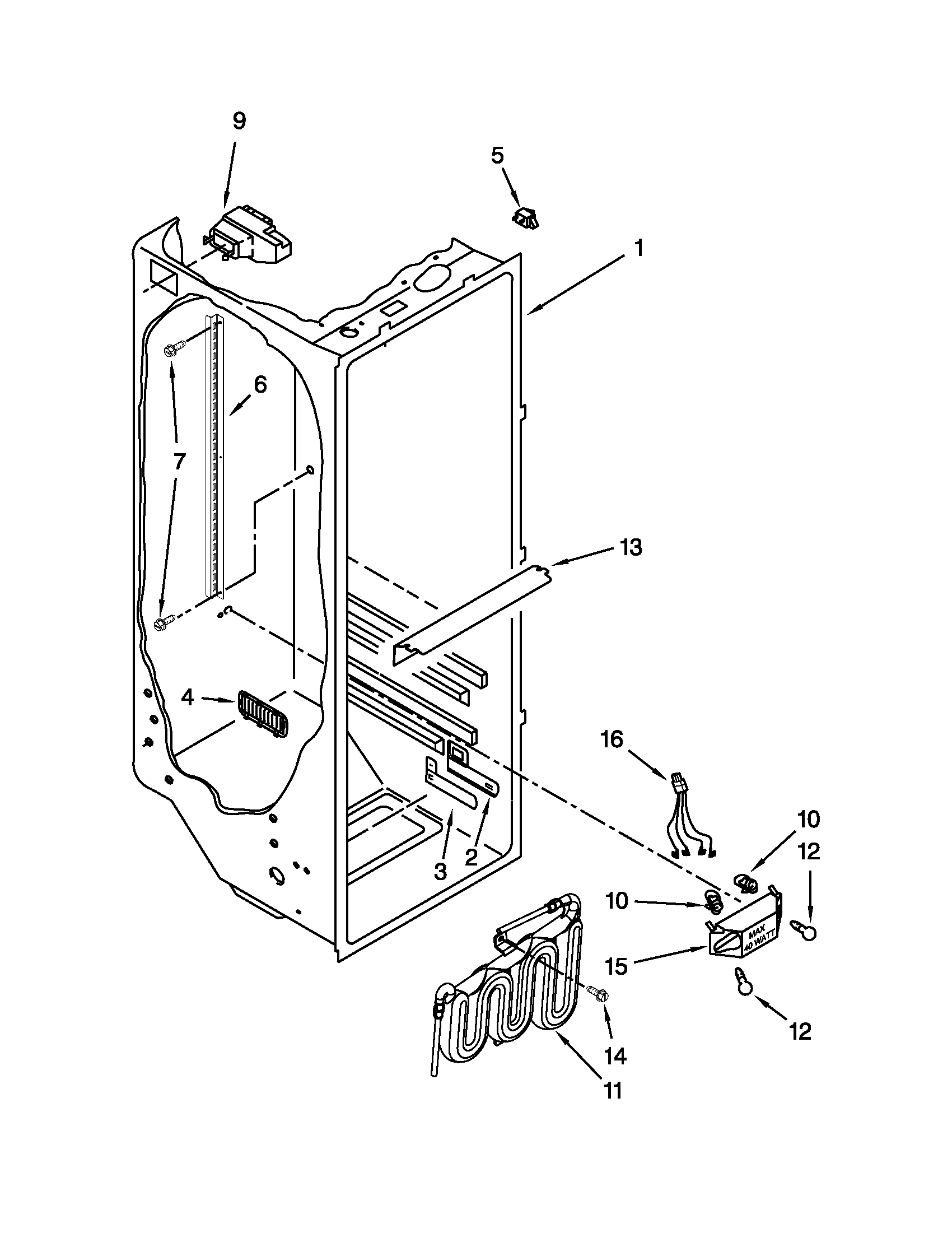 Whirlpool GS6NVEXVQ01 refrigerator liner parts diagram