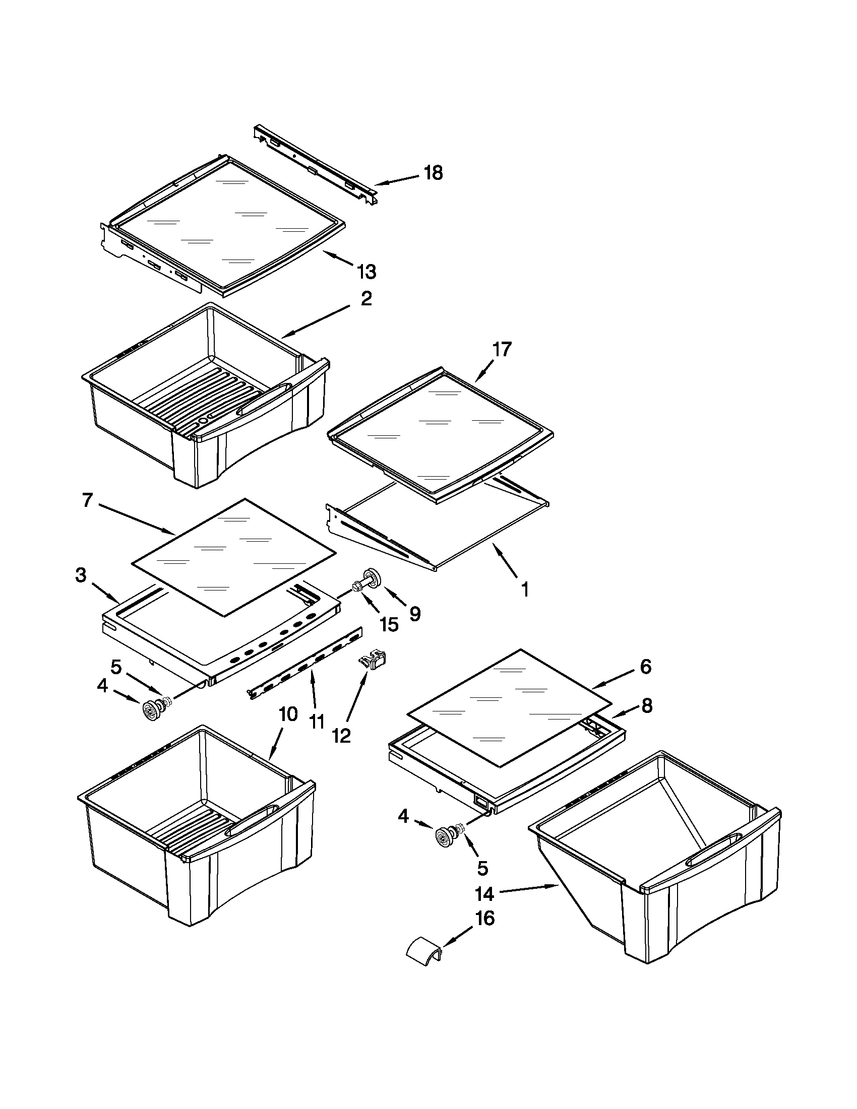 Whirlpool GS6NVEXVQ01 refrigerator shelf parts diagram