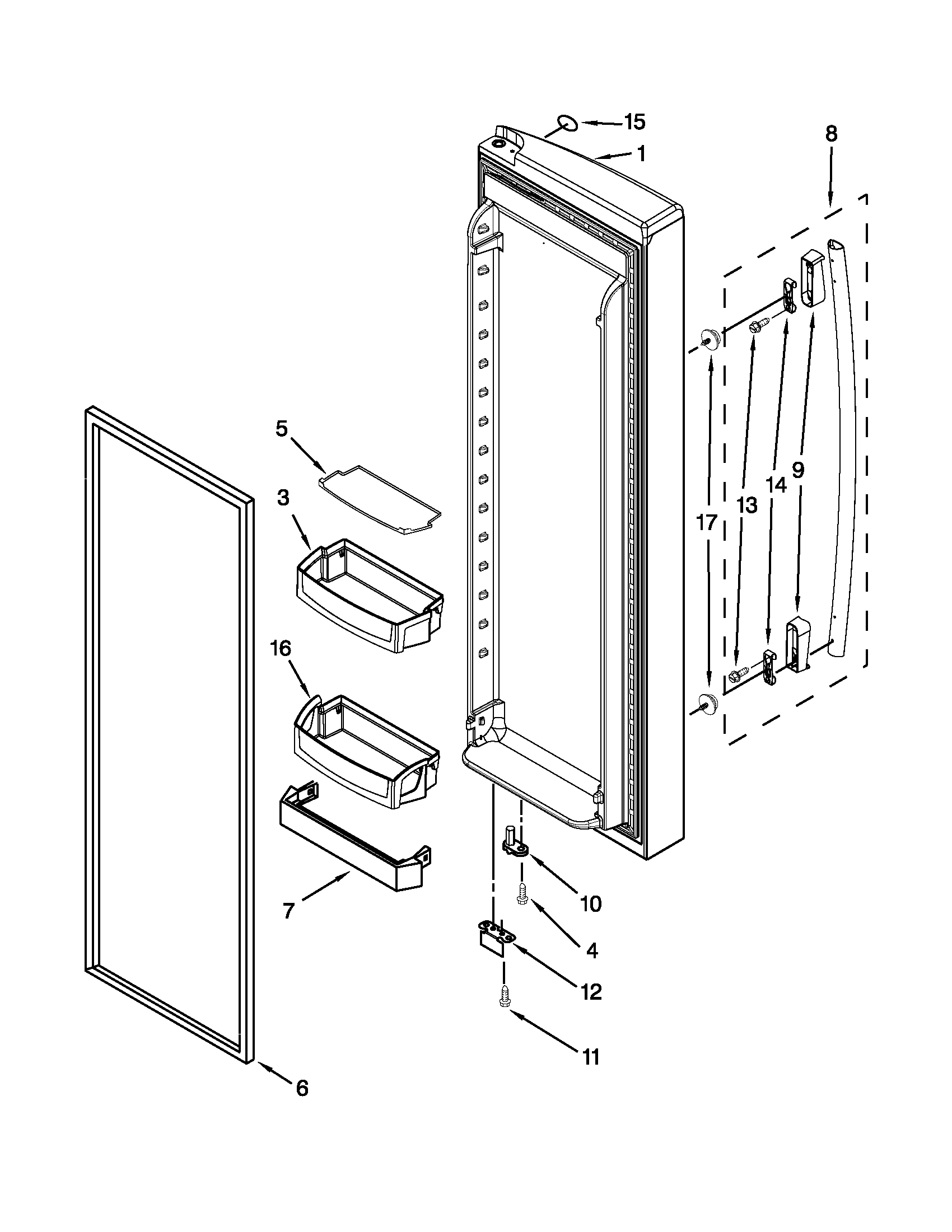 Whirlpool GS6NVEXVQ01 refrigerator door parts diagram
