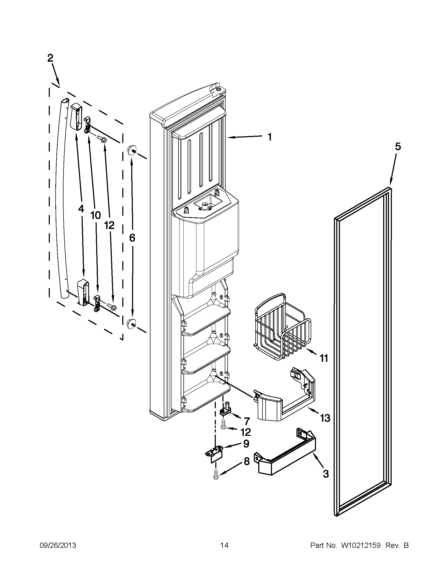 Whirlpool GS6NVEXVQ01 freezer door parts diagram