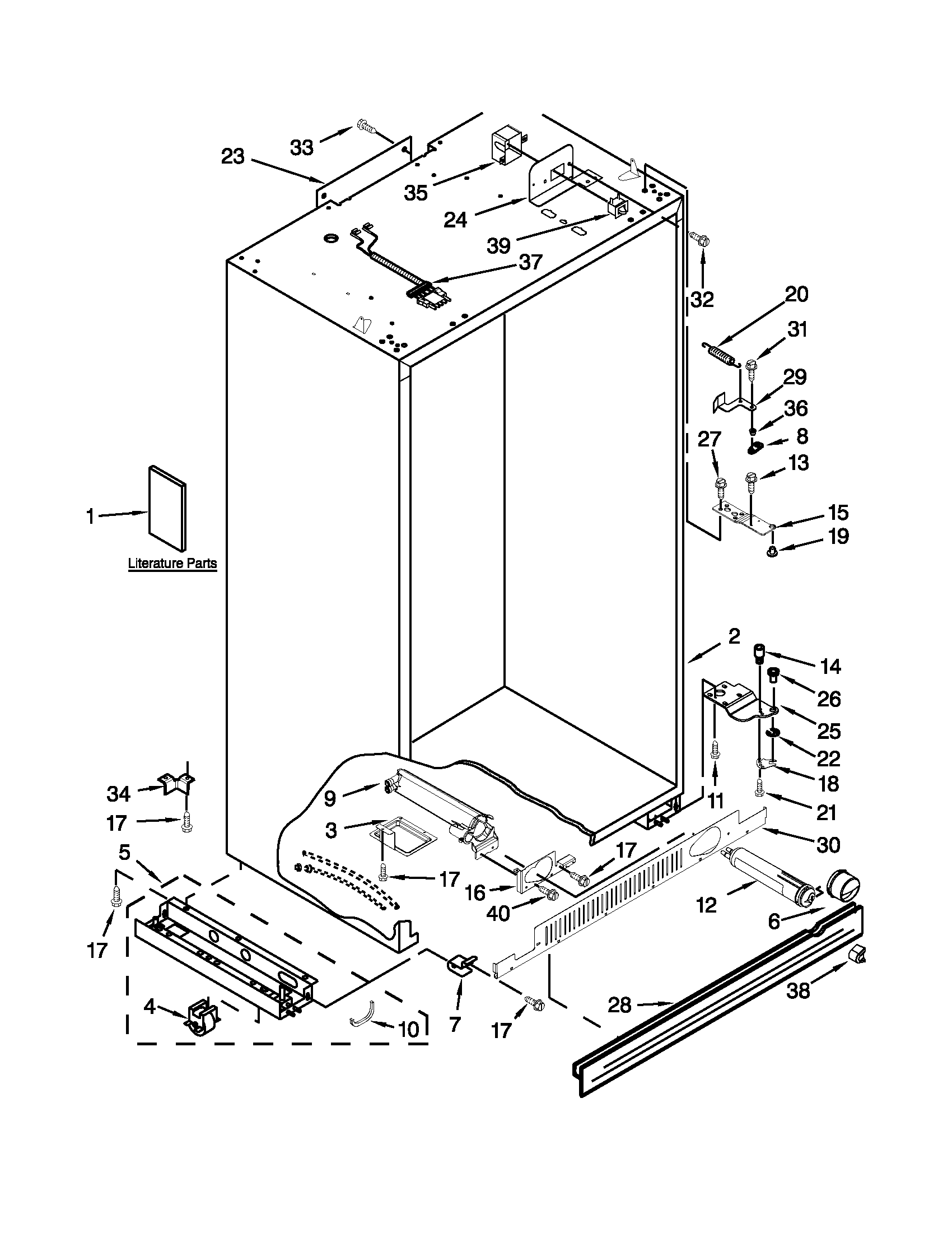KitchenAid KSSO48FTX16 cabinet parts diagram