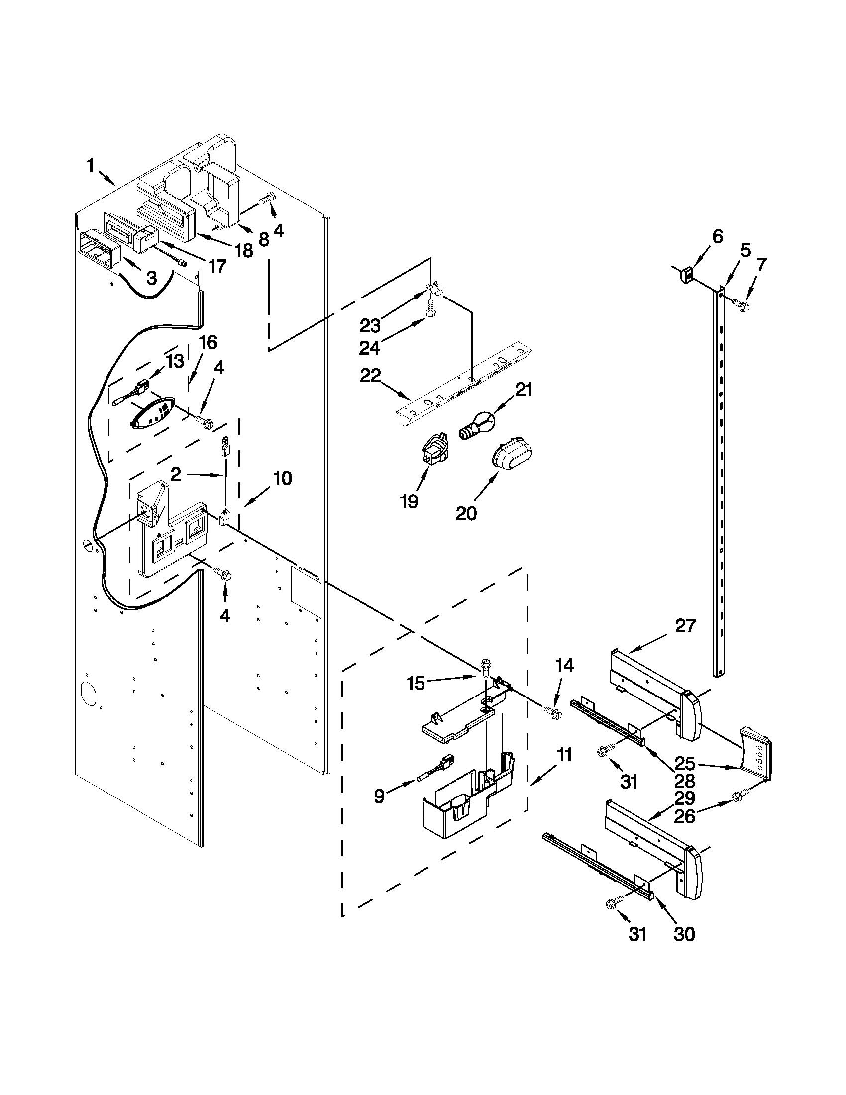 KitchenAid KSSO48FTX16 refrigerator liner parts diagram