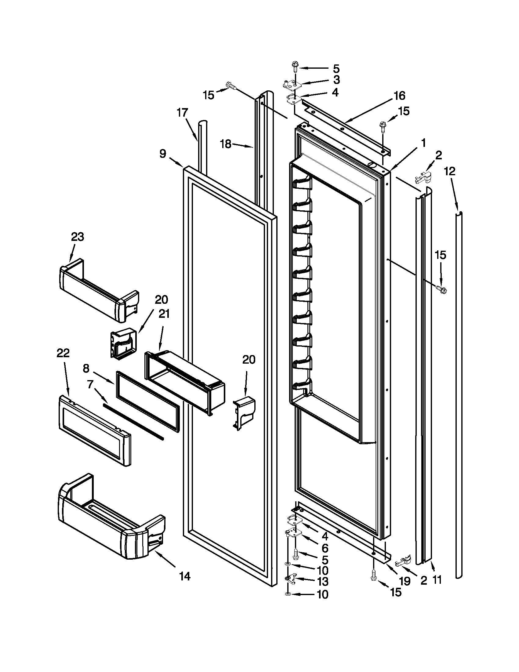 KitchenAid KSSO48FTX16 refrigerator door parts diagram
