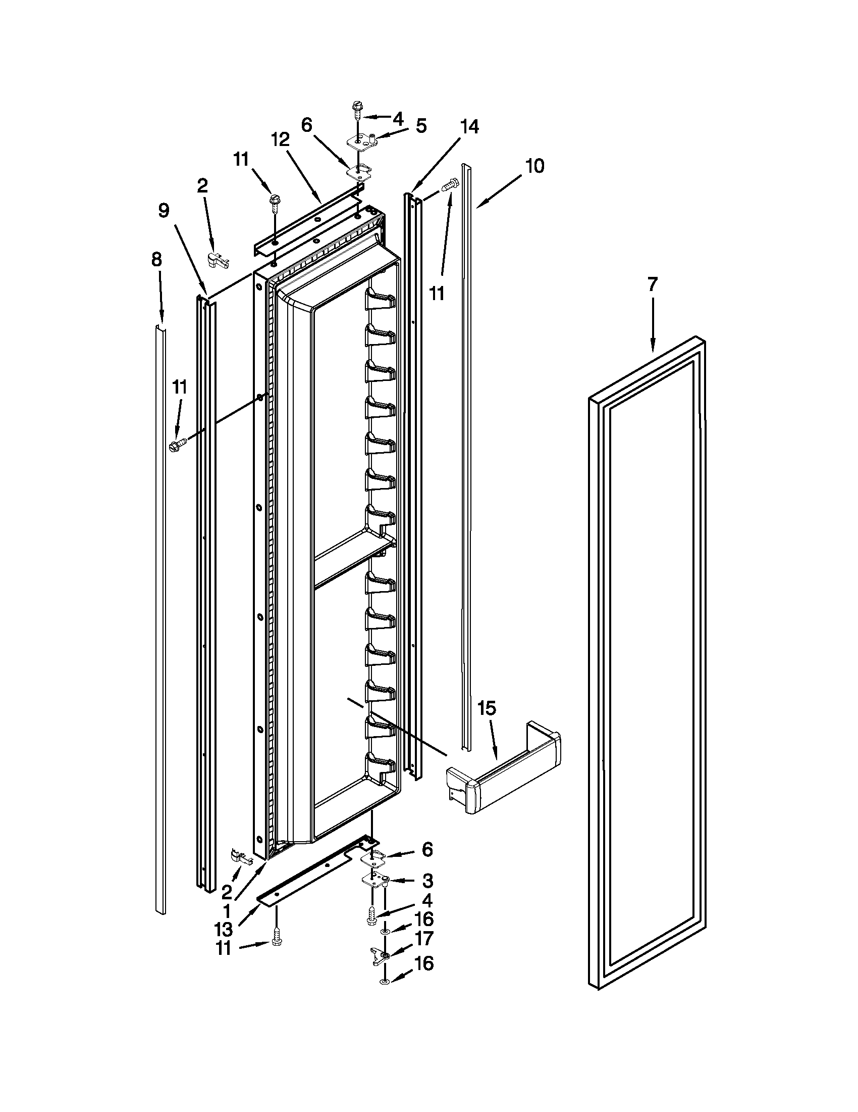 KitchenAid KSSO48FTX16 freezer door parts diagram