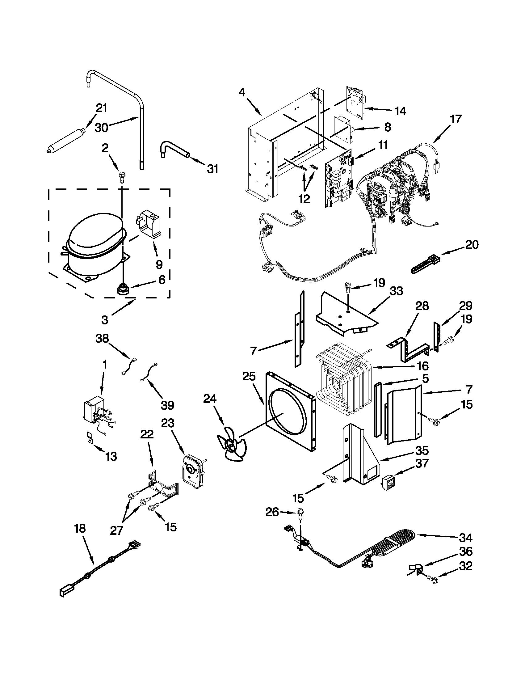 KitchenAid KSSO48FTX16 upper unit parts diagram