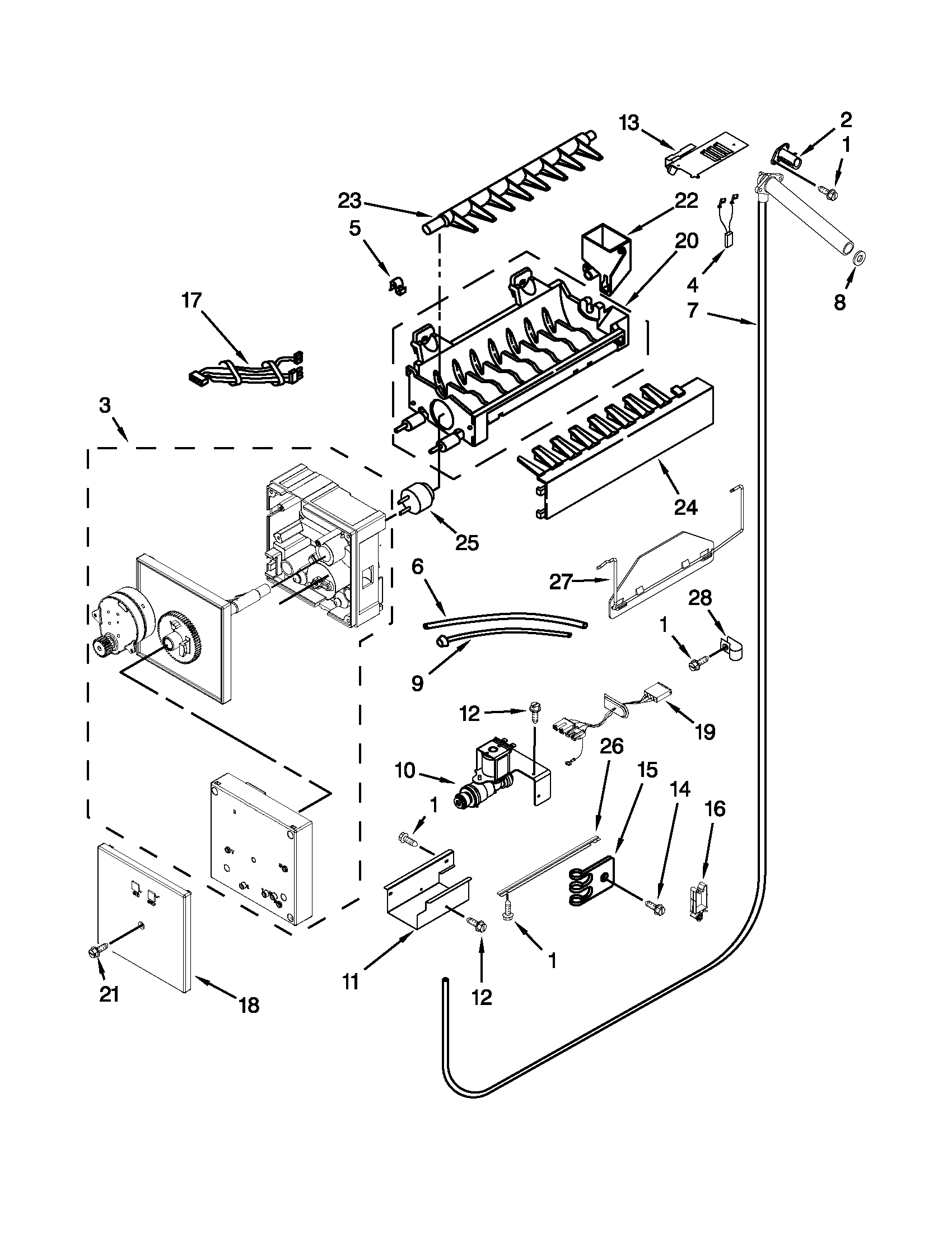 KitchenAid KSSO48FTX16 ice maker parts diagram