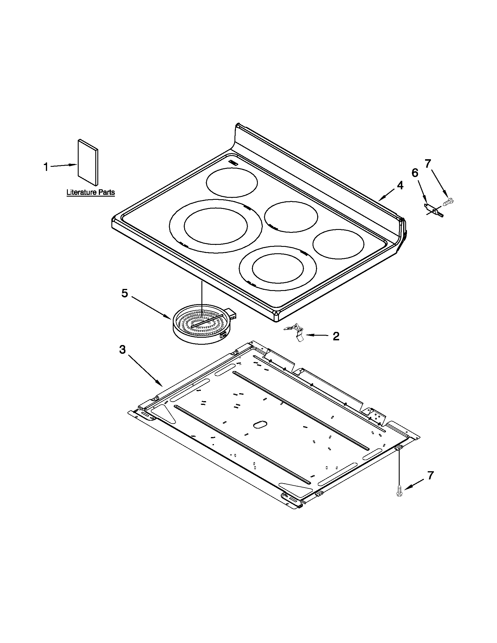 Whirlpool WFE525C0BS0 cooktop parts diagram