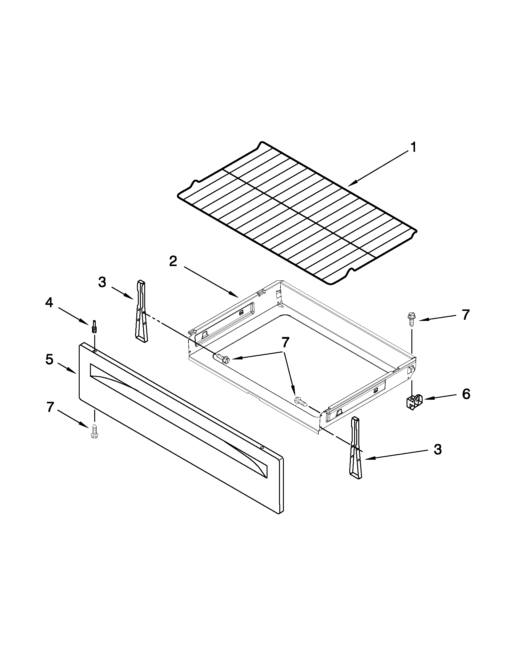 Whirlpool WFE525C0BS0 drawer and broiler parts diagram