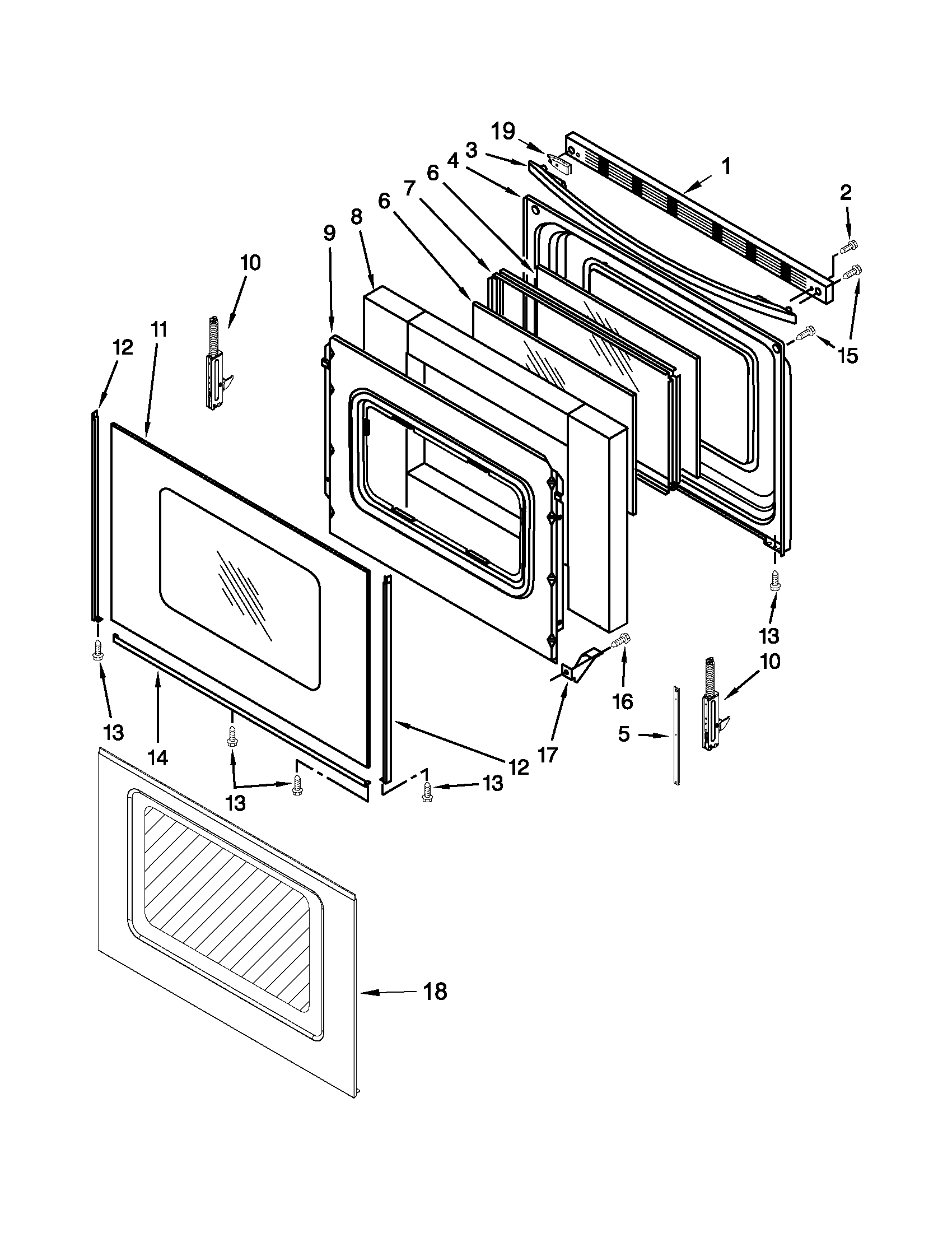 Whirlpool WFE525C0BS0 door parts diagram