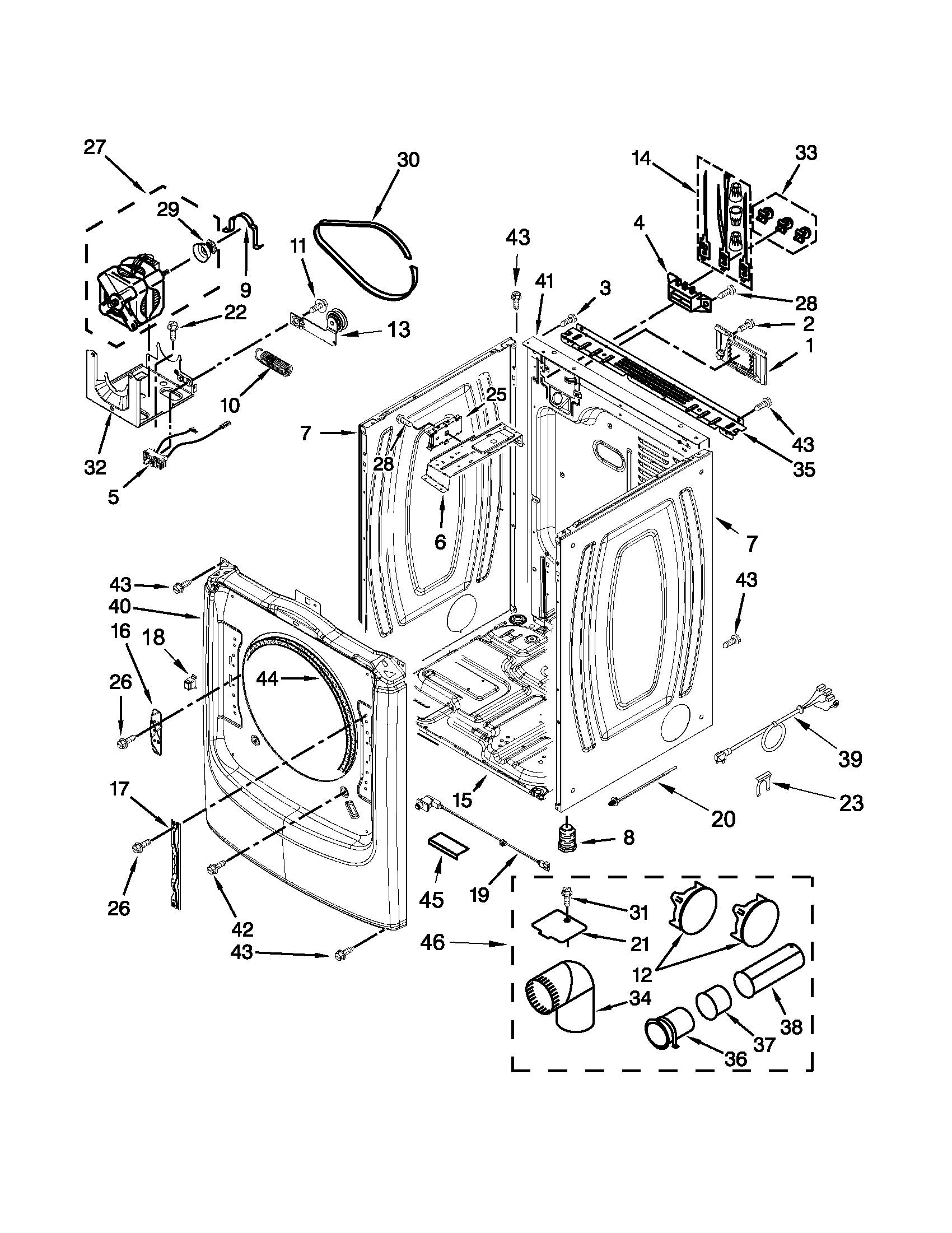 Maytag YMED9000YG1 cabinet parts diagram