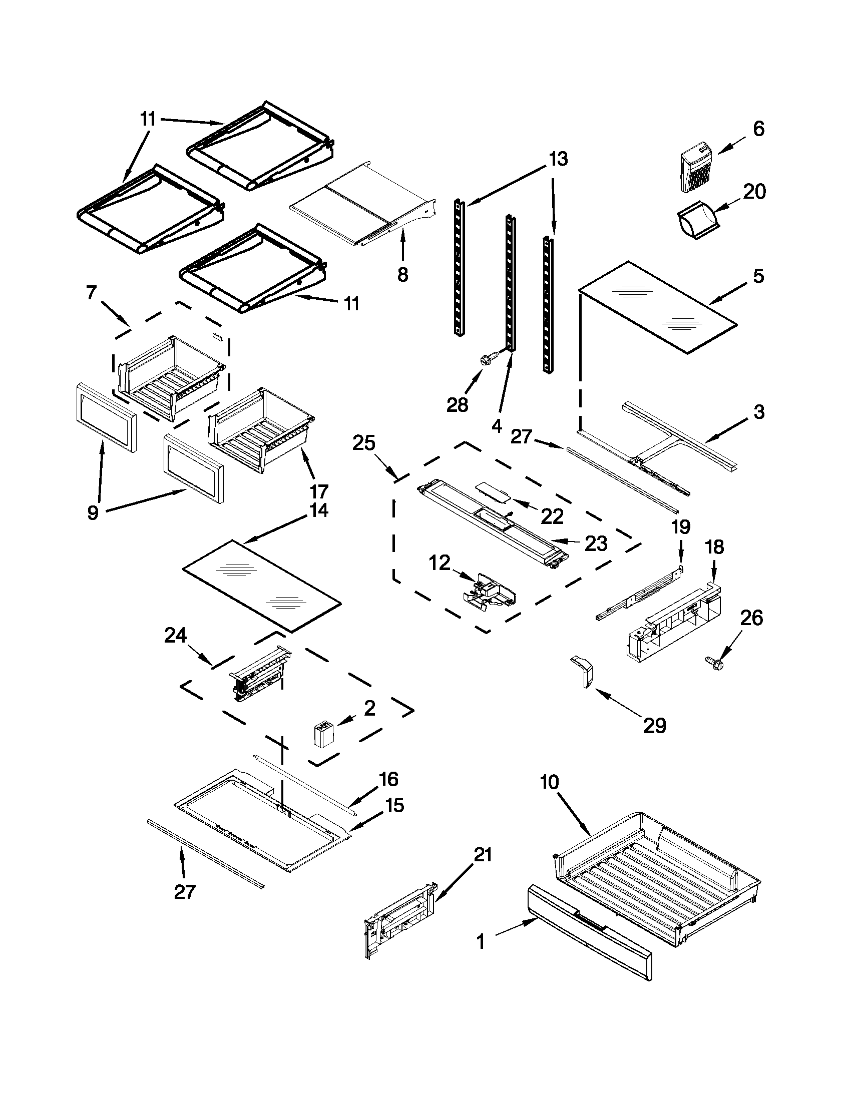 Maytag MFT2672AEW11 shelf parts diagram