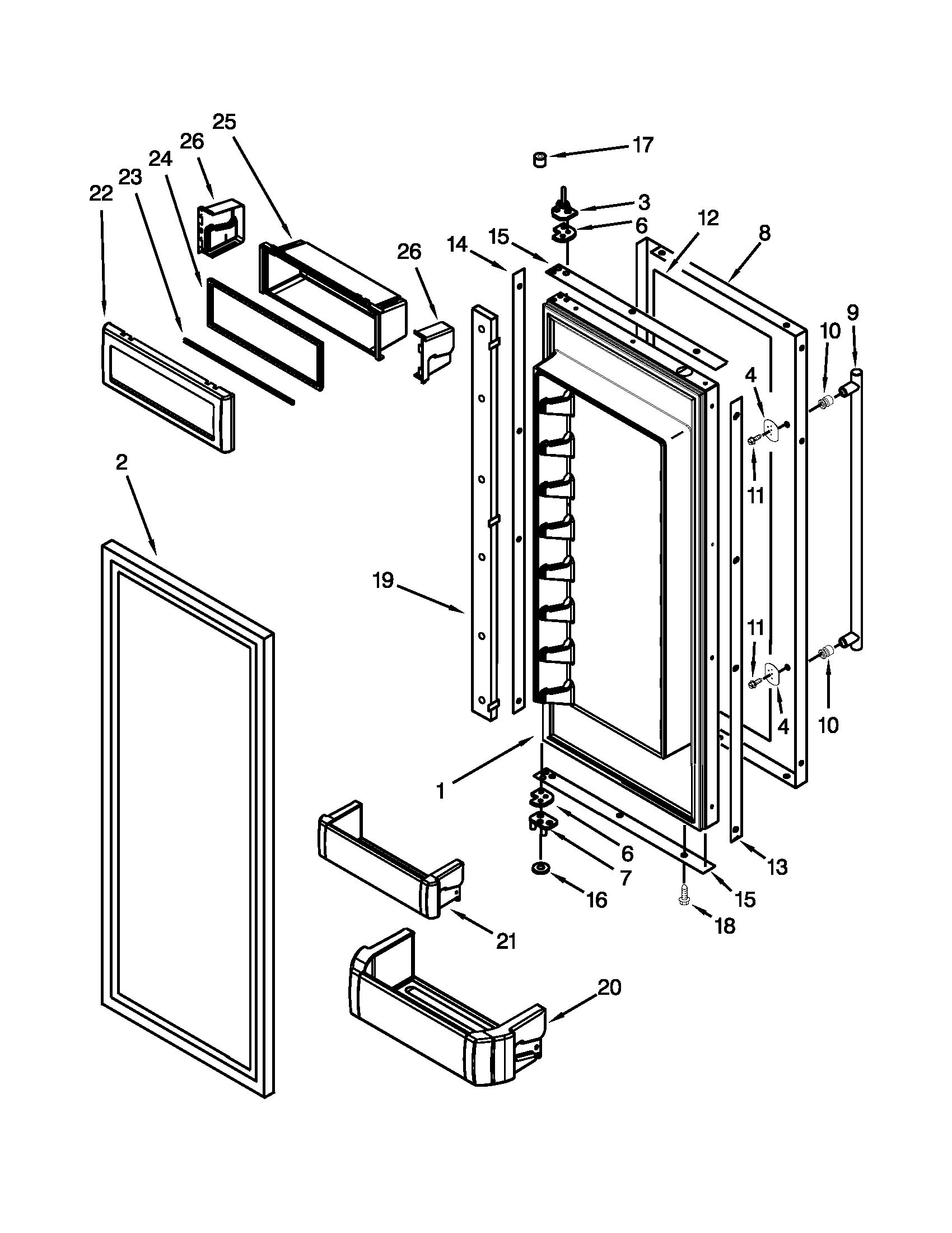 Jenn-Air JF42SSFXDA02 refrigerator door parts diagram