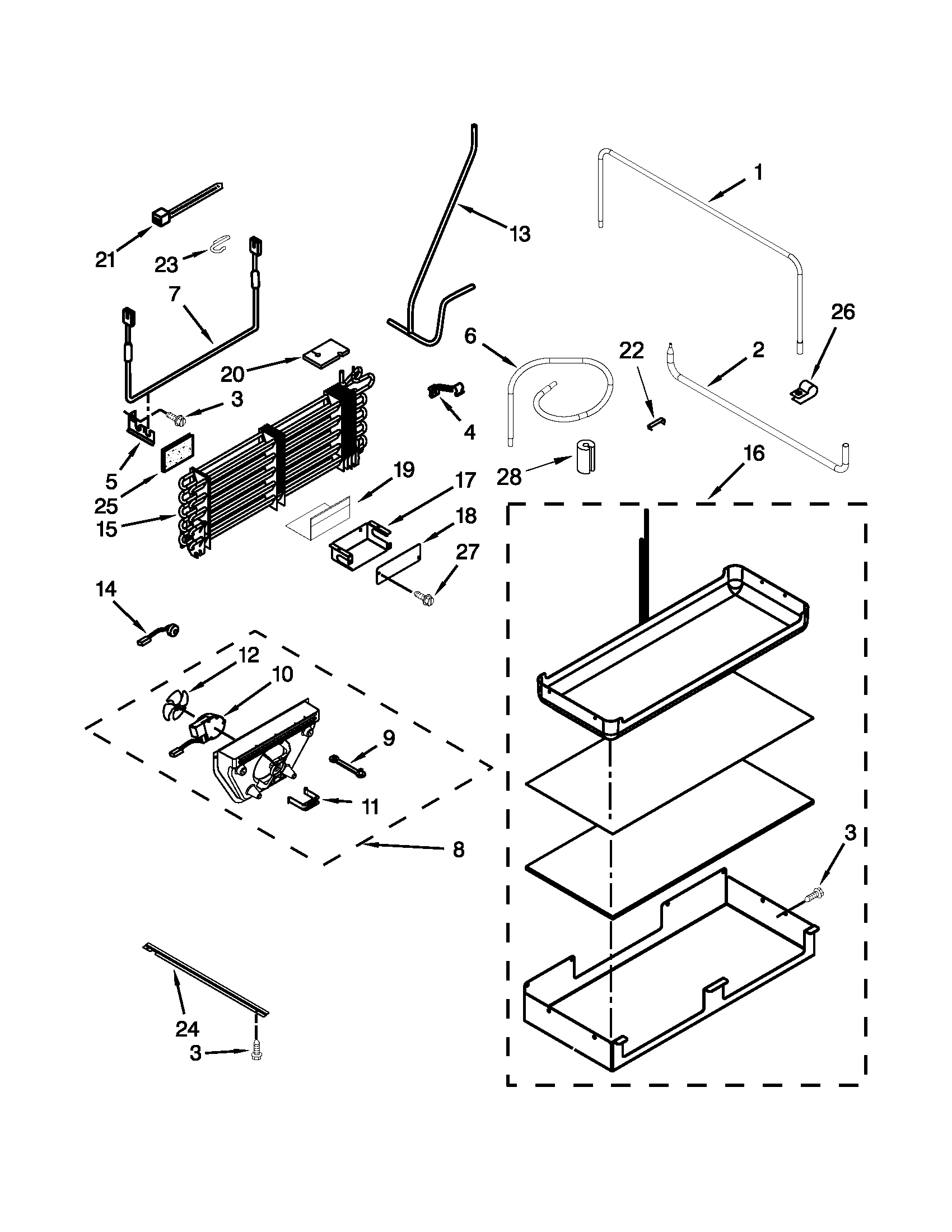 Jenn-Air JF42SSFXDA02 lower unit and tube parts diagram