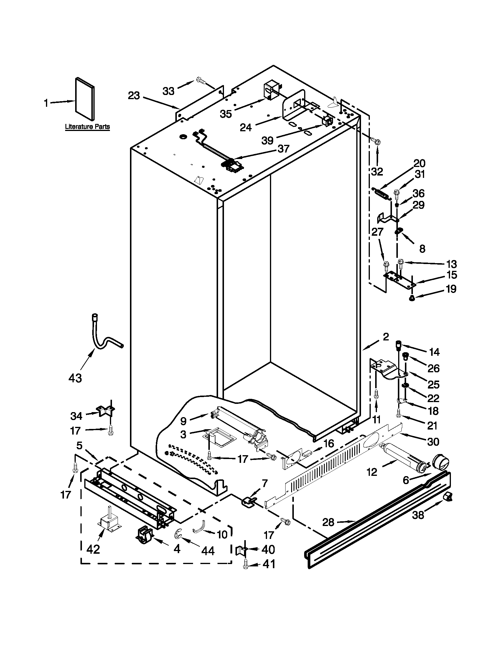 KitchenAid KSSO36FTX18 cabinet parts diagram