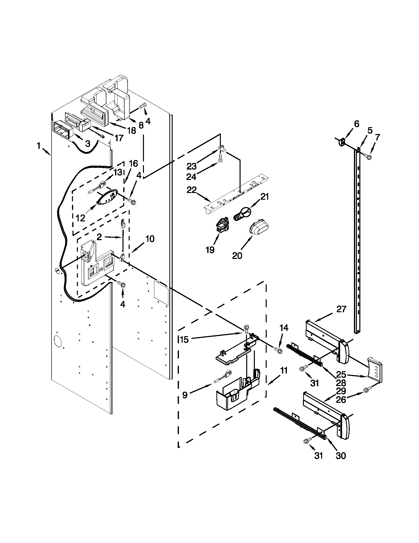 KitchenAid KSSO36FTX18 refrigerator liner parts diagram