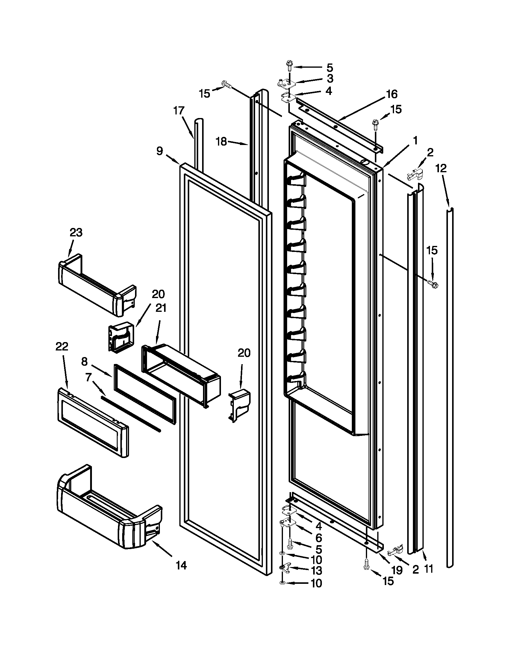 KitchenAid KSSO36FTX18 refrigerator door parts diagram