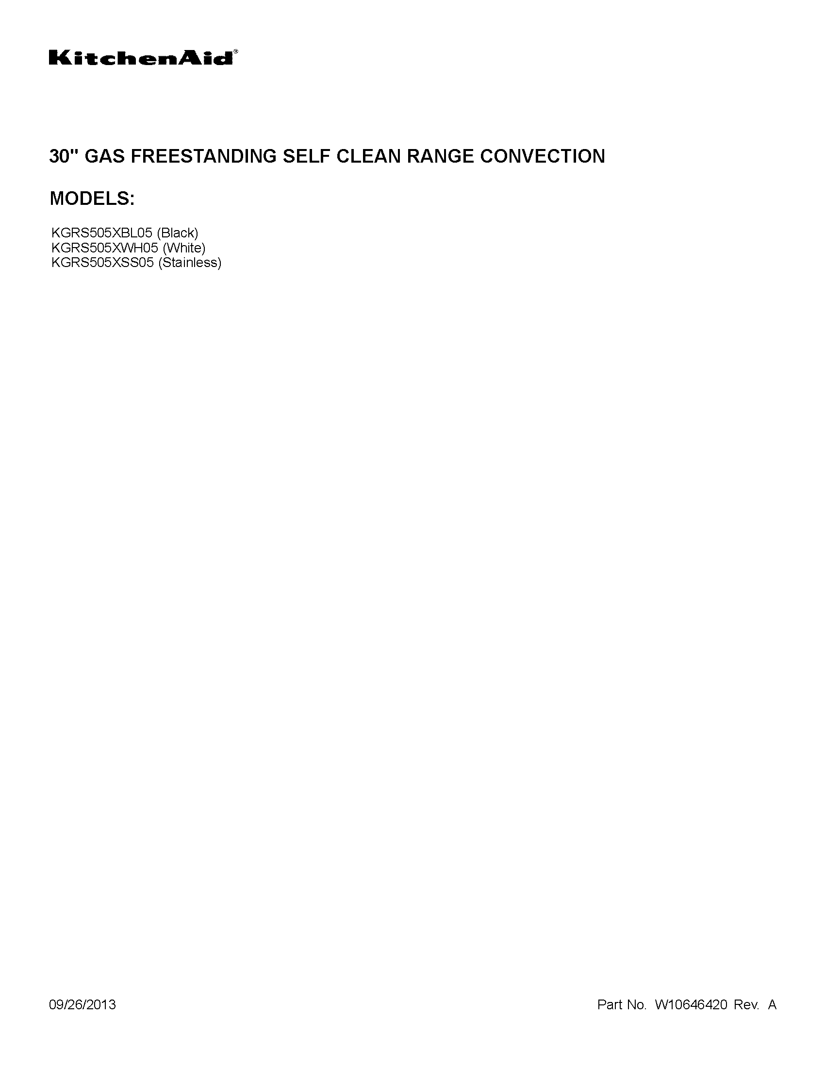 KitchenAid KGRS505XWH05 cover sheet diagram