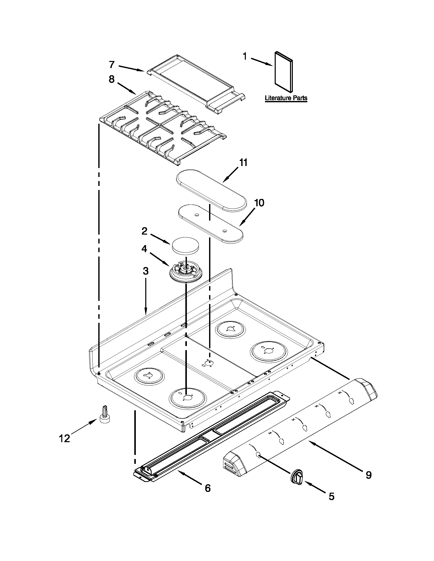 KitchenAid KGRS505XWH05 cooktop parts diagram
