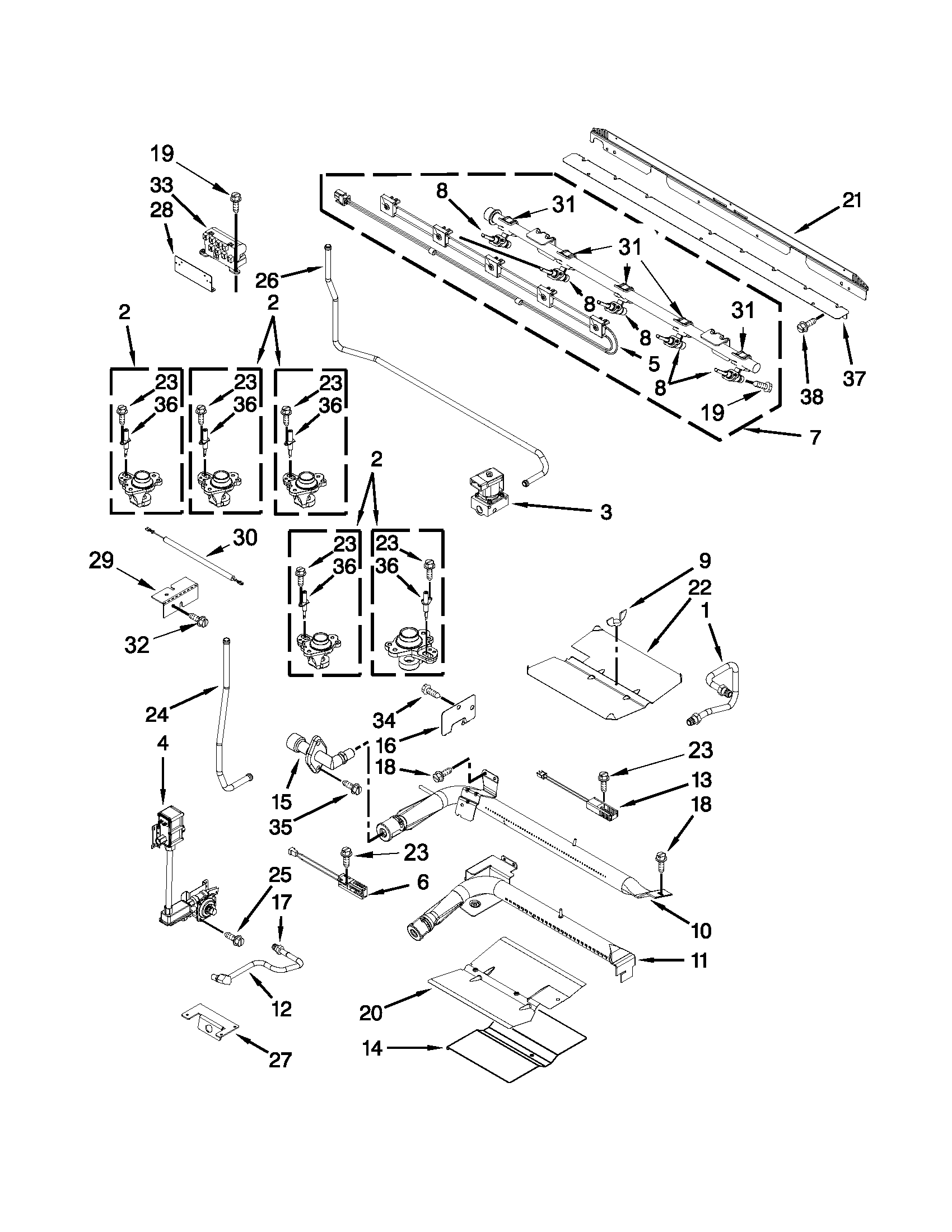 KitchenAid KGRS505XWH05 manifold parts diagram