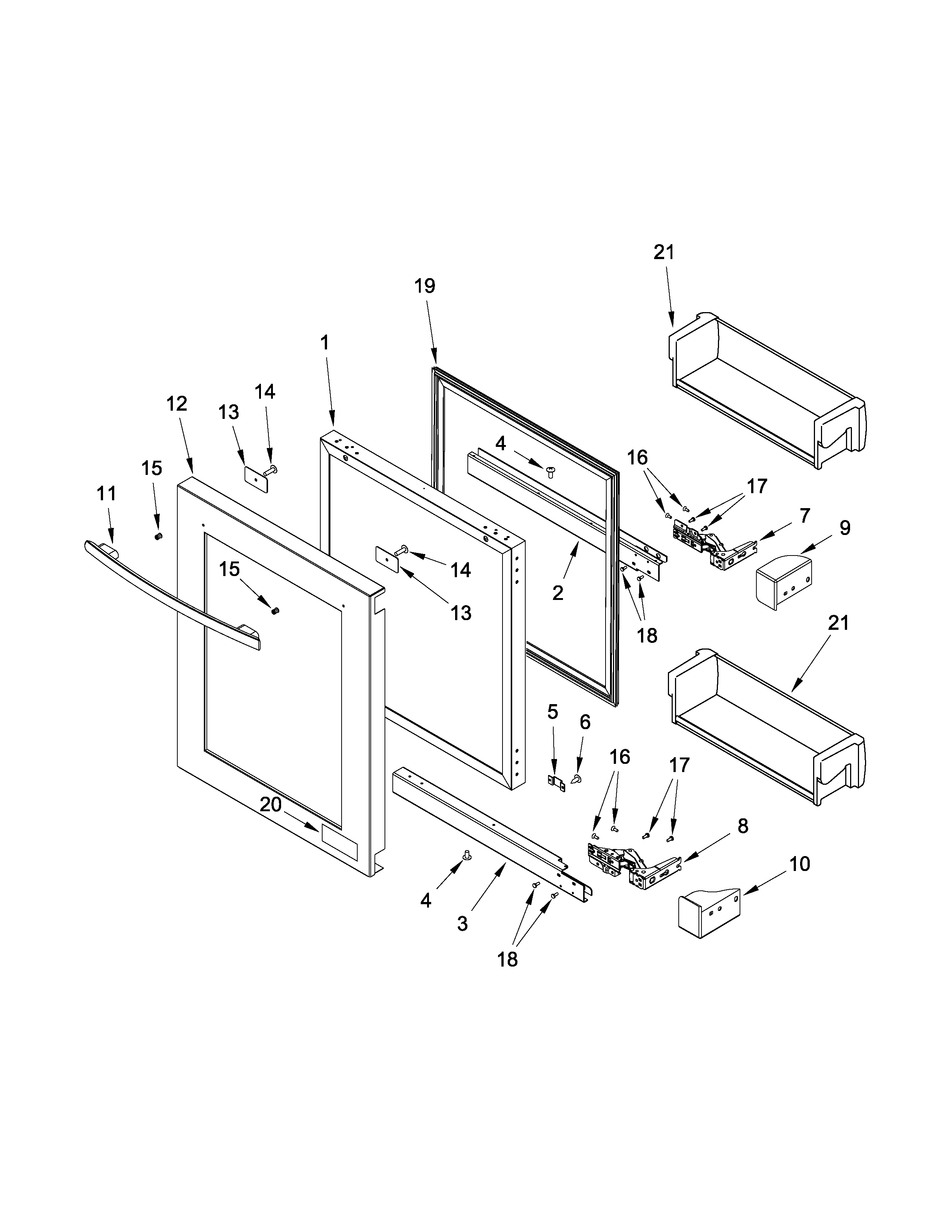 Jenn-Air JUR24FRARS00 door parts diagram