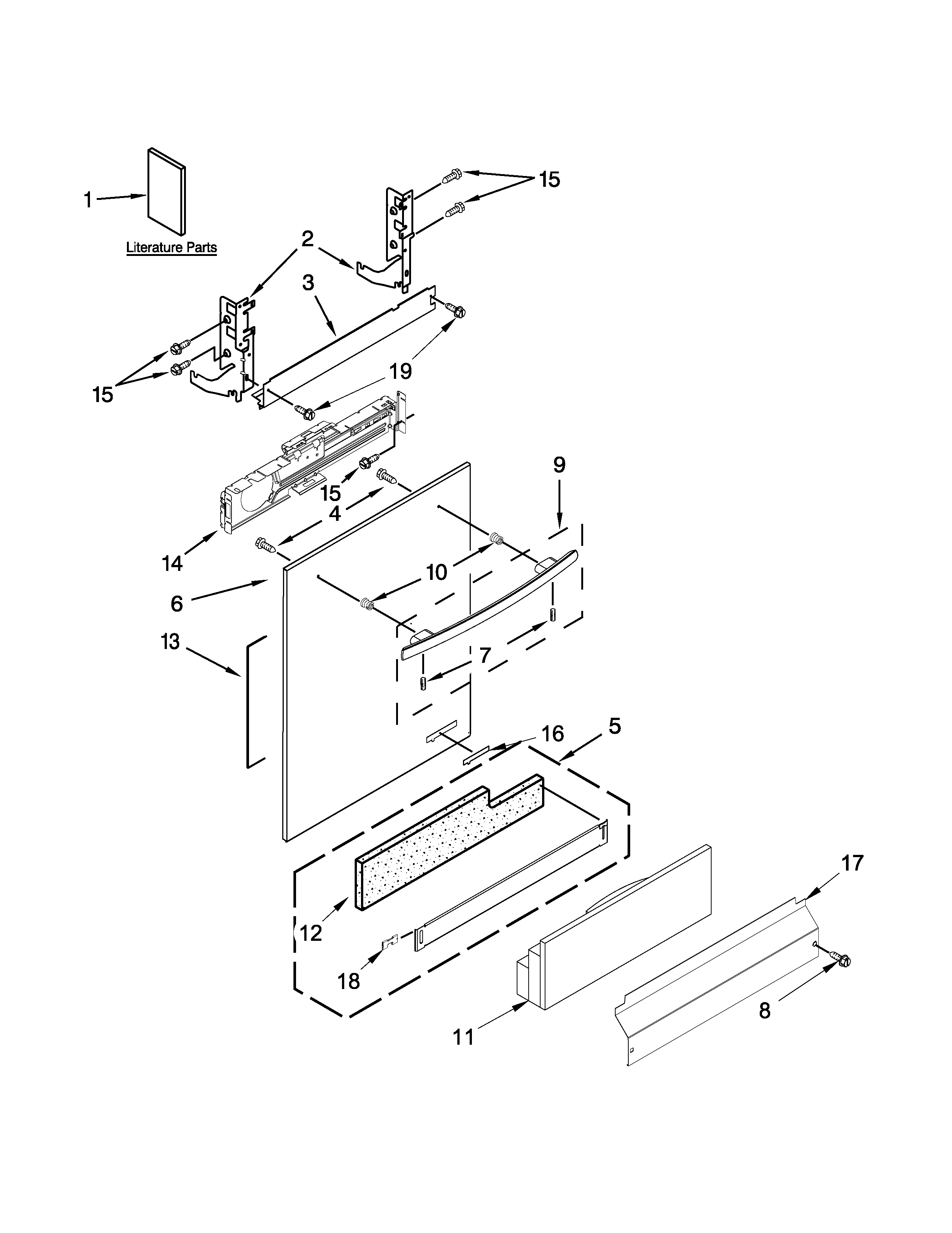 Jenn-Air JDB8500AWF3 door panel parts diagram