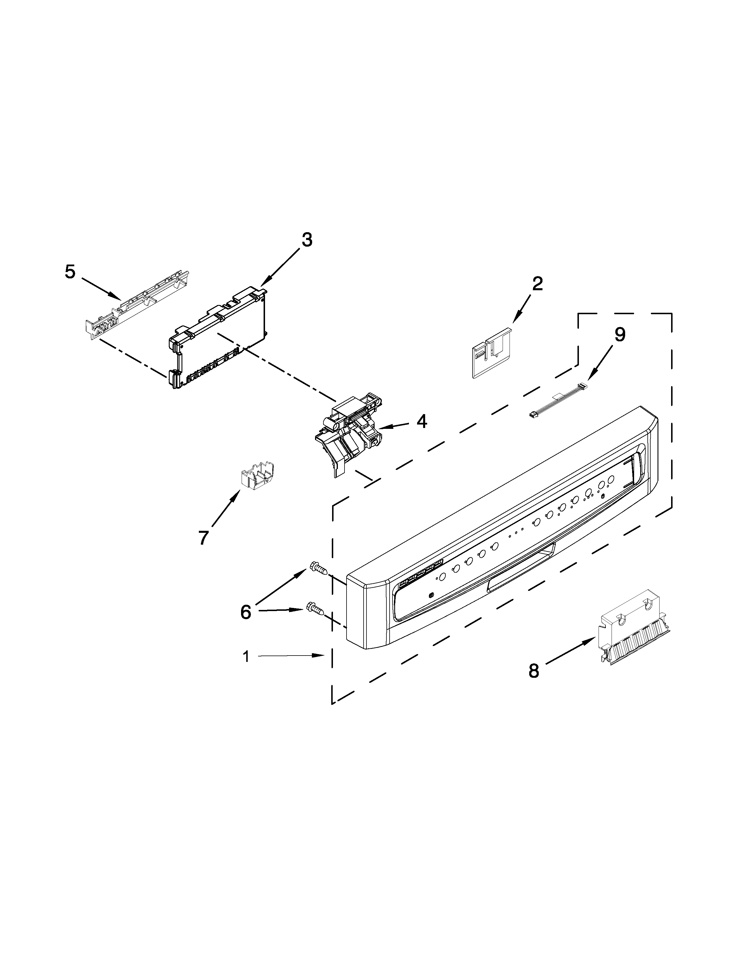 Maytag MDB7749SBB3 control panel and latch parts diagram