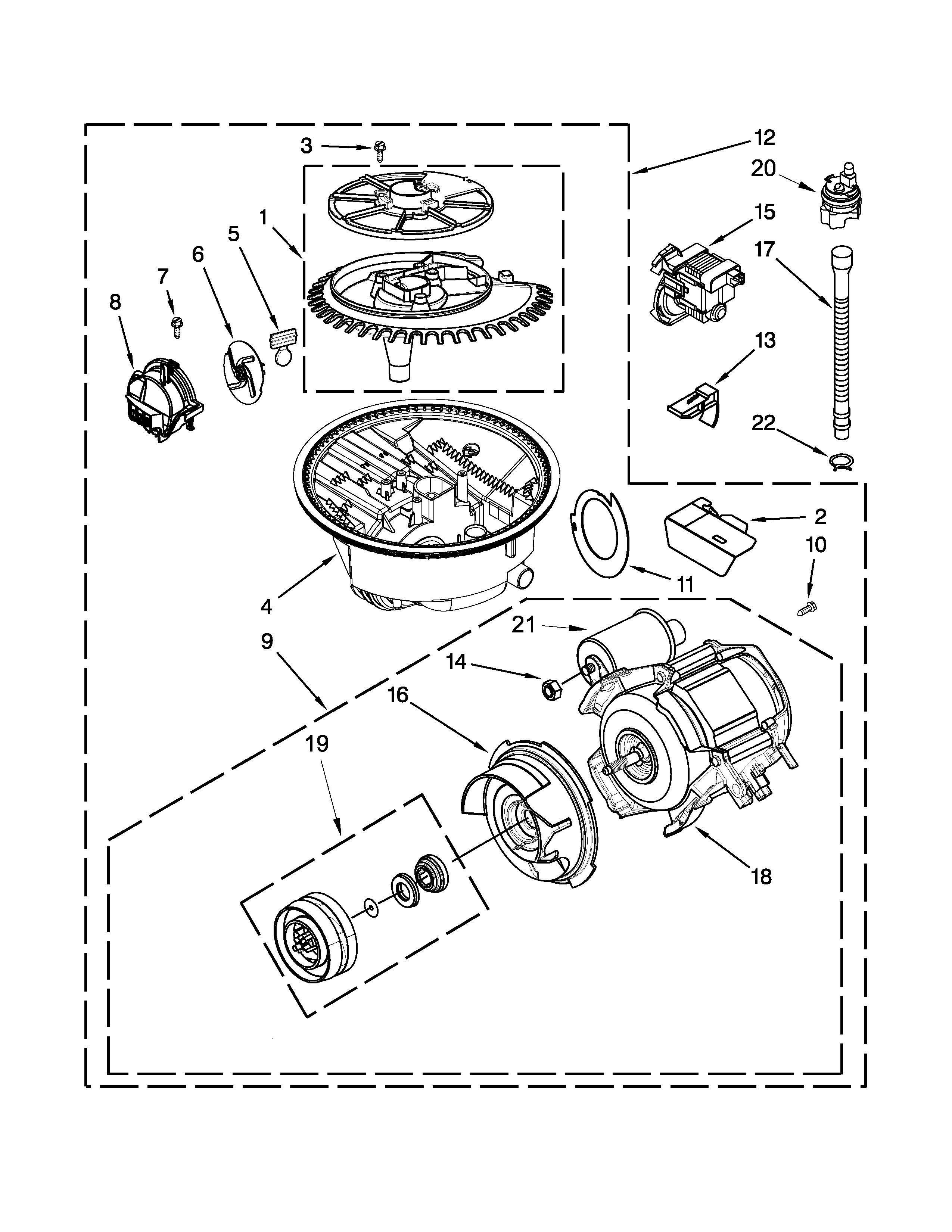 Maytag MDB7749SBB3 pump and motor parts diagram
