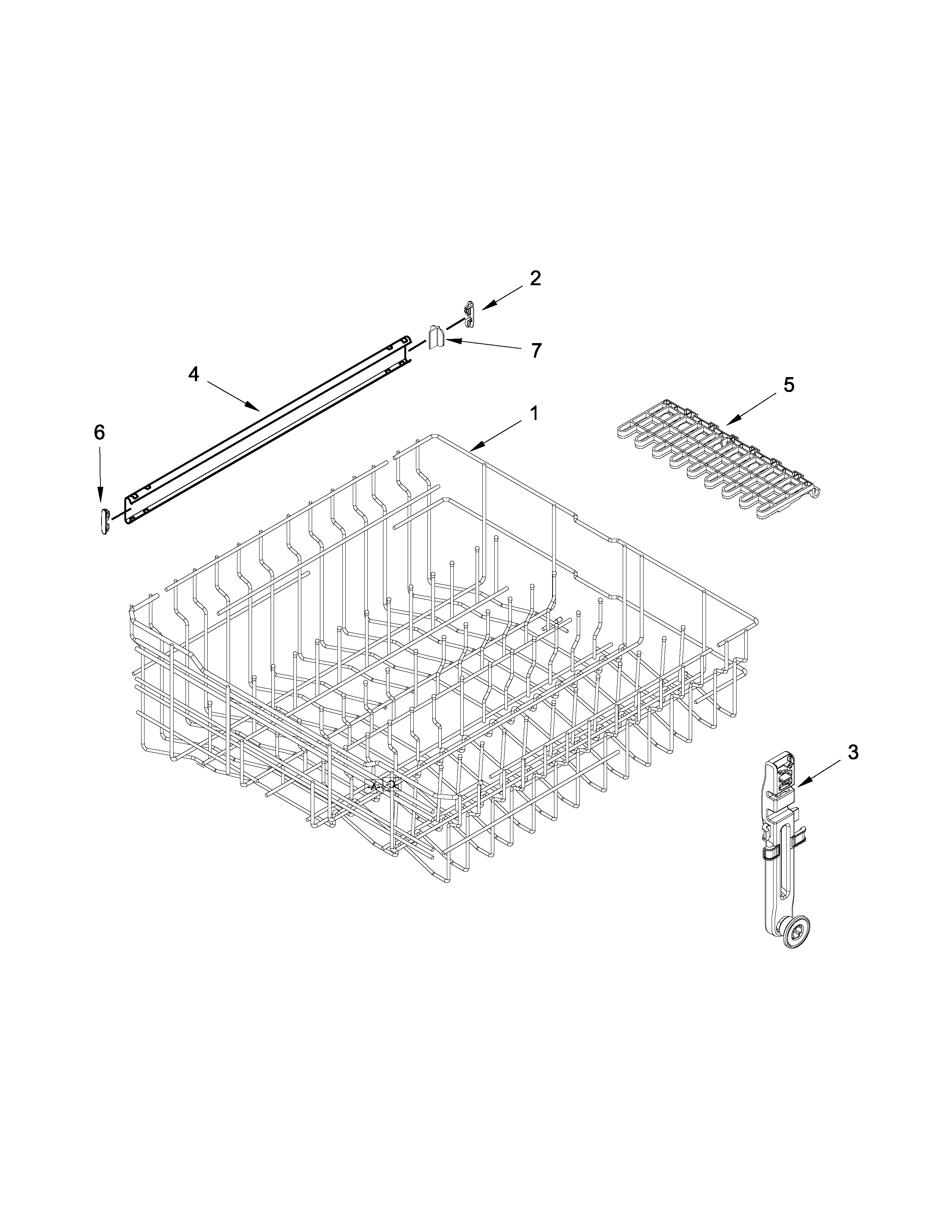 Maytag MDB7749SBB3 upper rack and track parts diagram