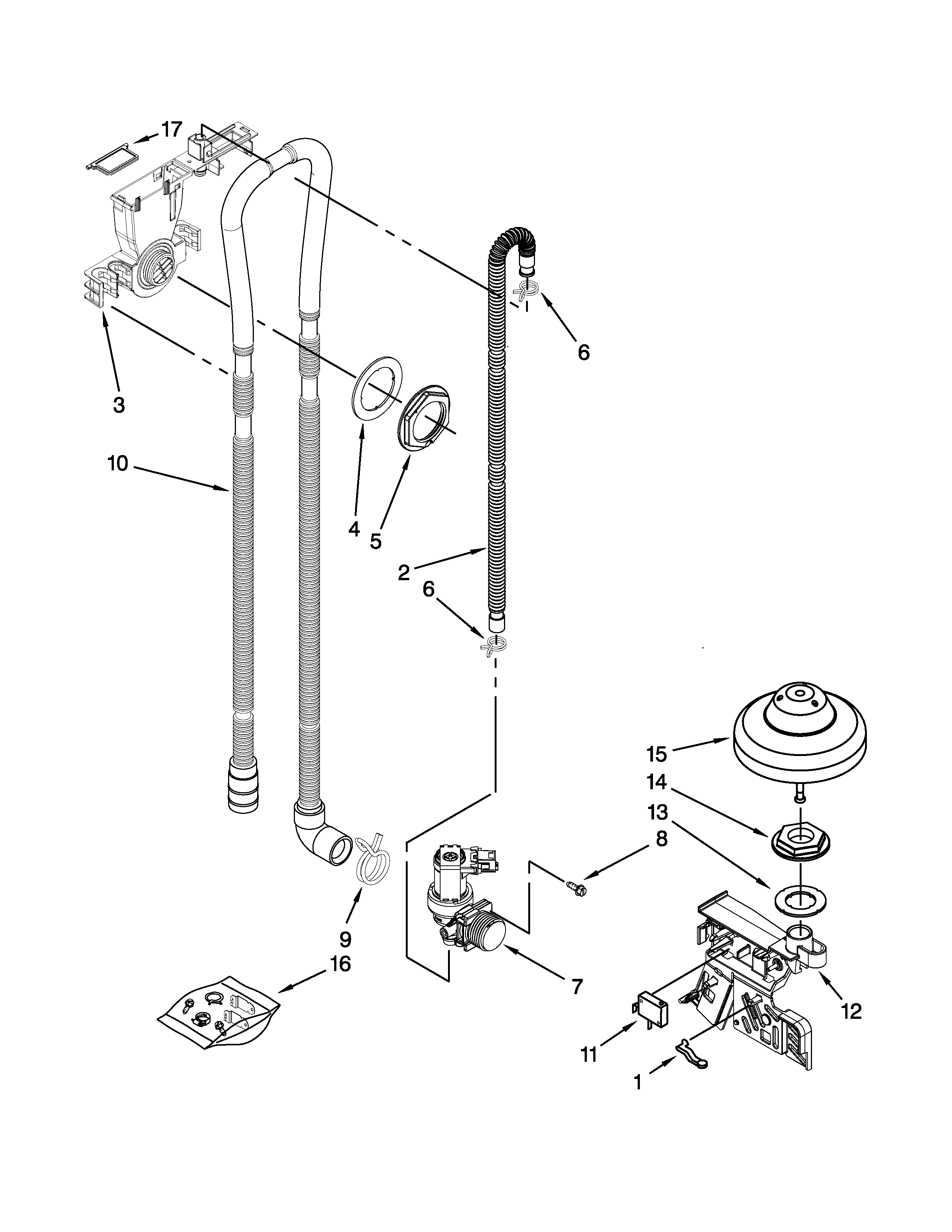 Maytag MDB8949SBB3 fill, drain and overfill parts diagram