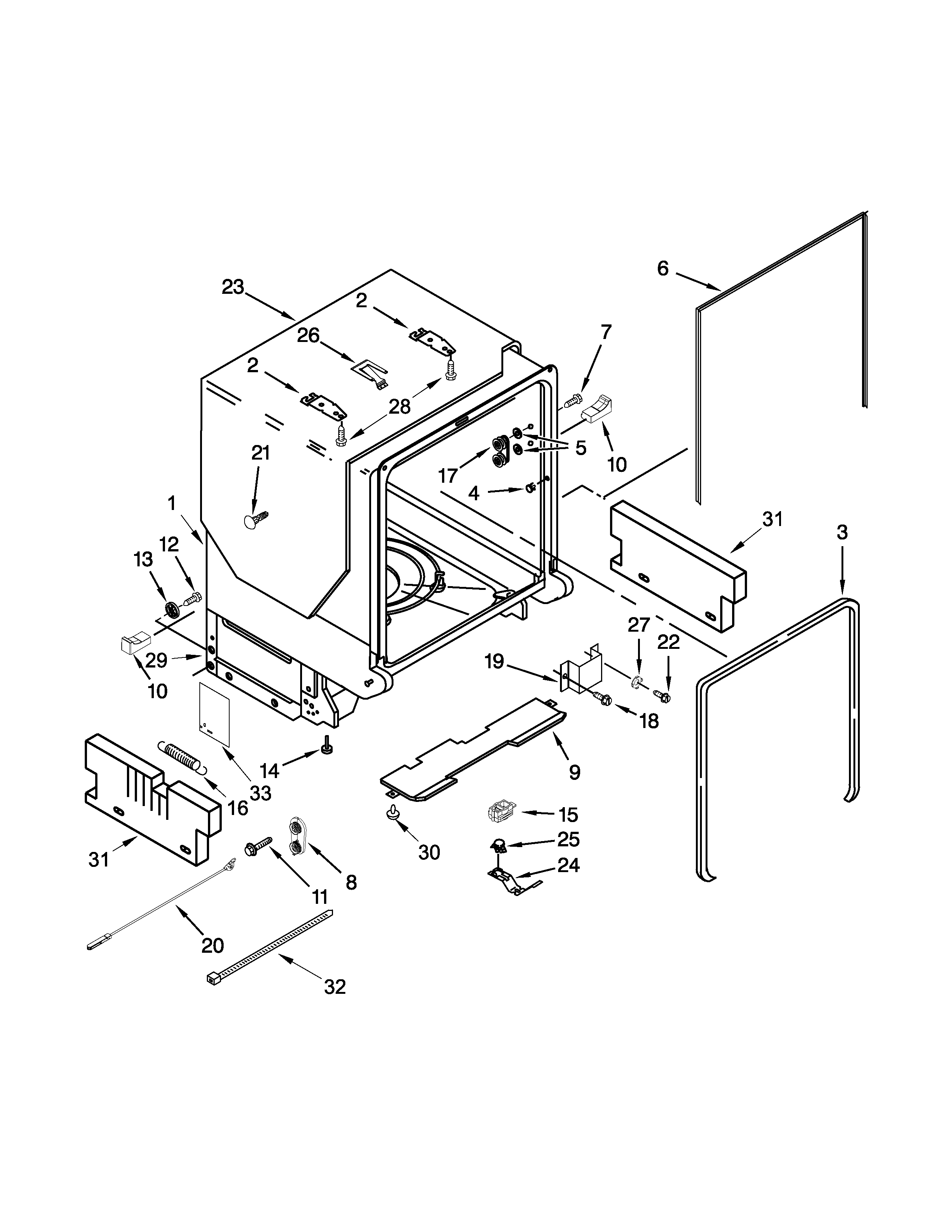 Maytag MDB8949SBB3 tub and frame parts diagram
