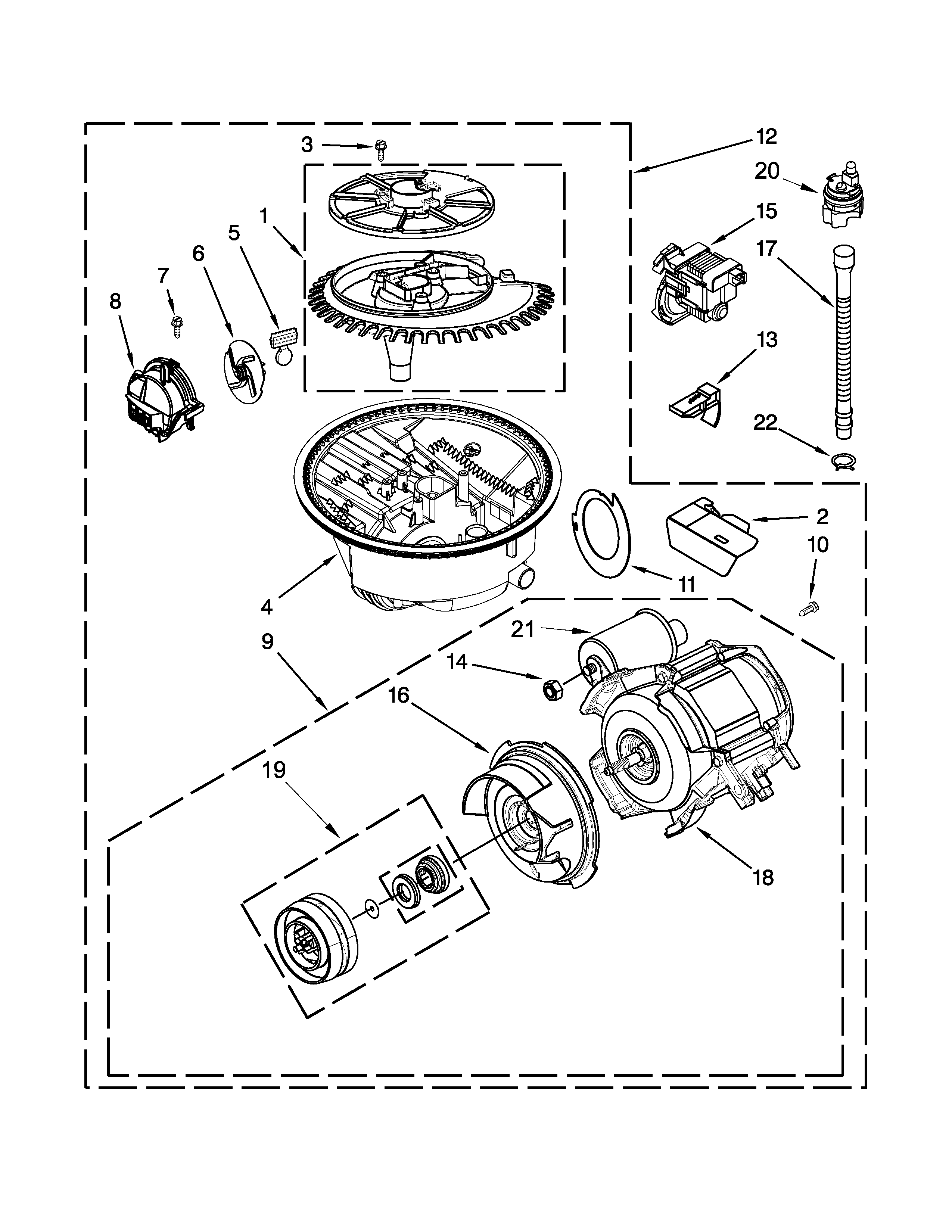 Maytag MDB8949SBB3 pump and motor parts diagram