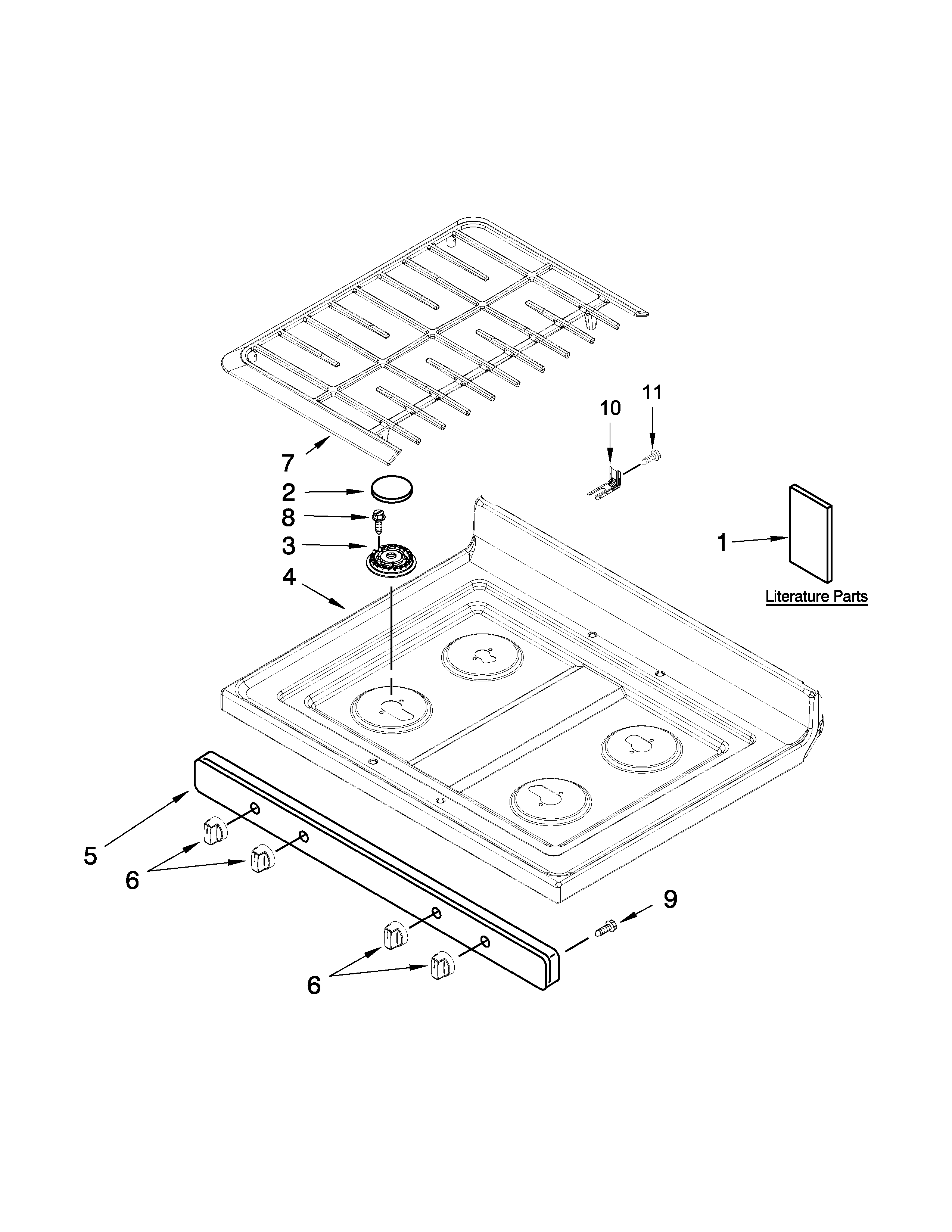 Whirlpool WFG520S0AB0 cooktop parts diagram