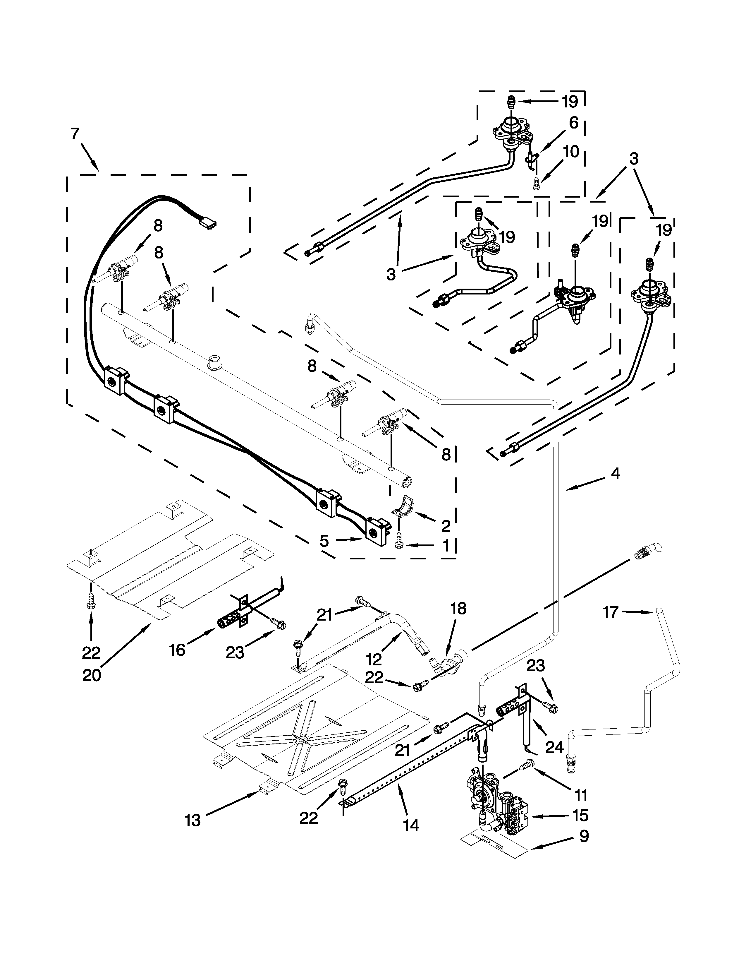 Whirlpool WFG520S0AB0 manifold parts diagram