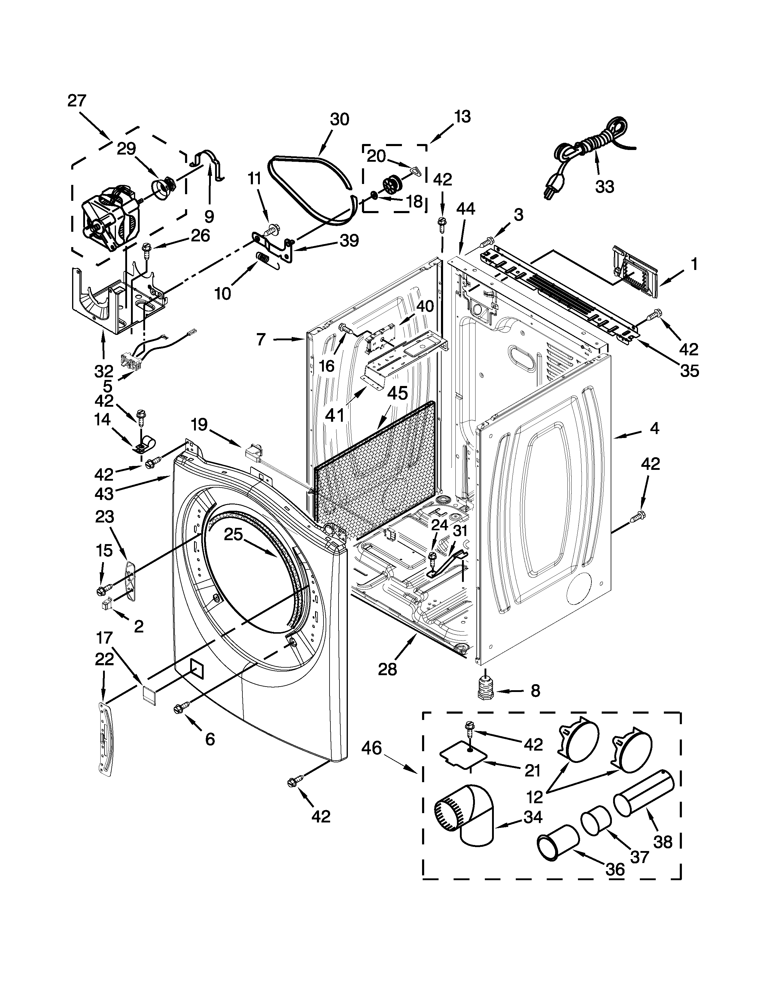 Whirlpool WGD86HEBC0 cabinet parts diagram