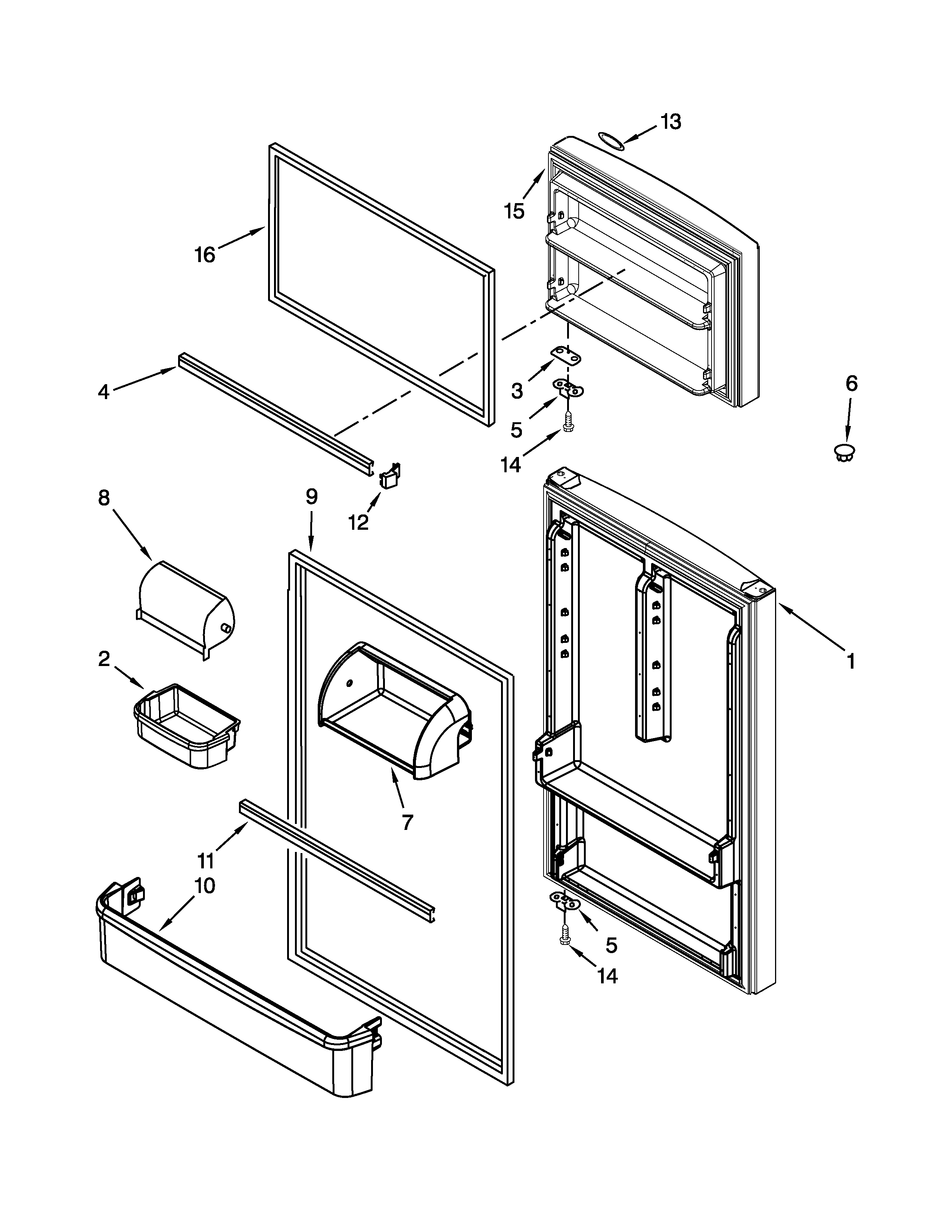 Whirlpool W8RXEGMWQ03 door parts diagram