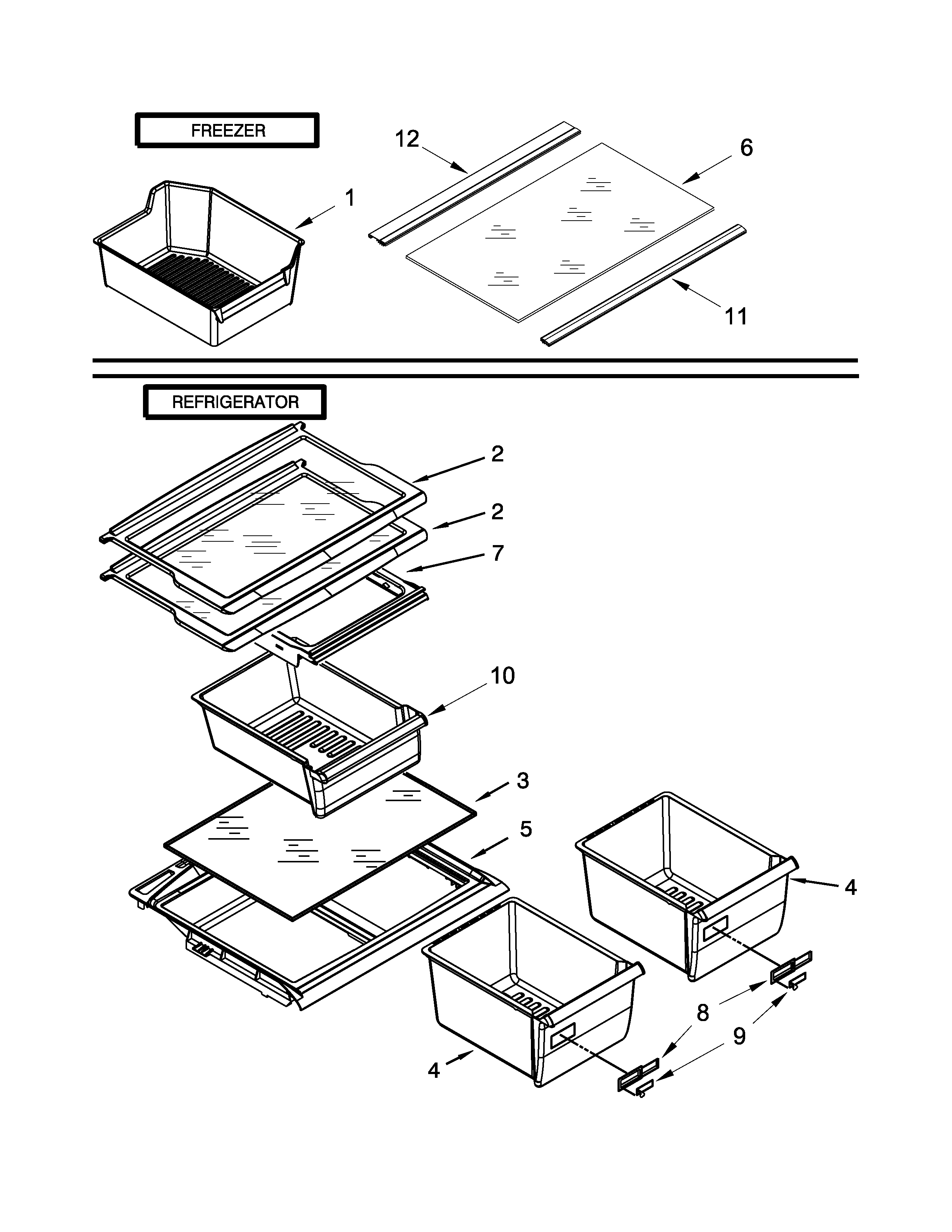Whirlpool W8RXEGMWQ03 shelf parts diagram