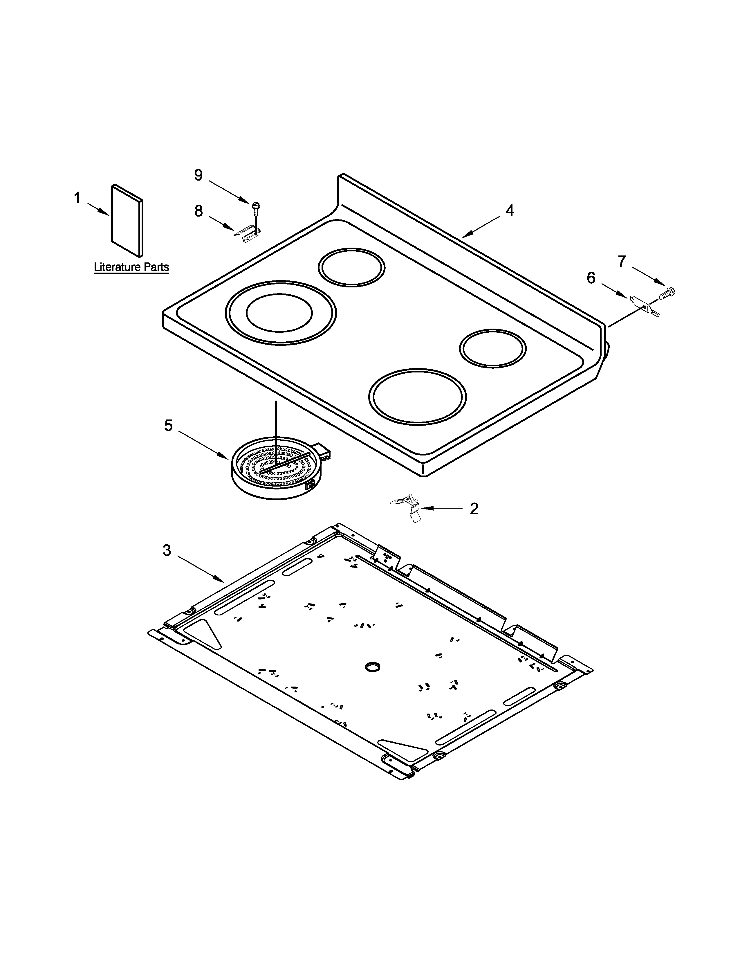 Amana AER6011VAW0 cooktop parts diagram