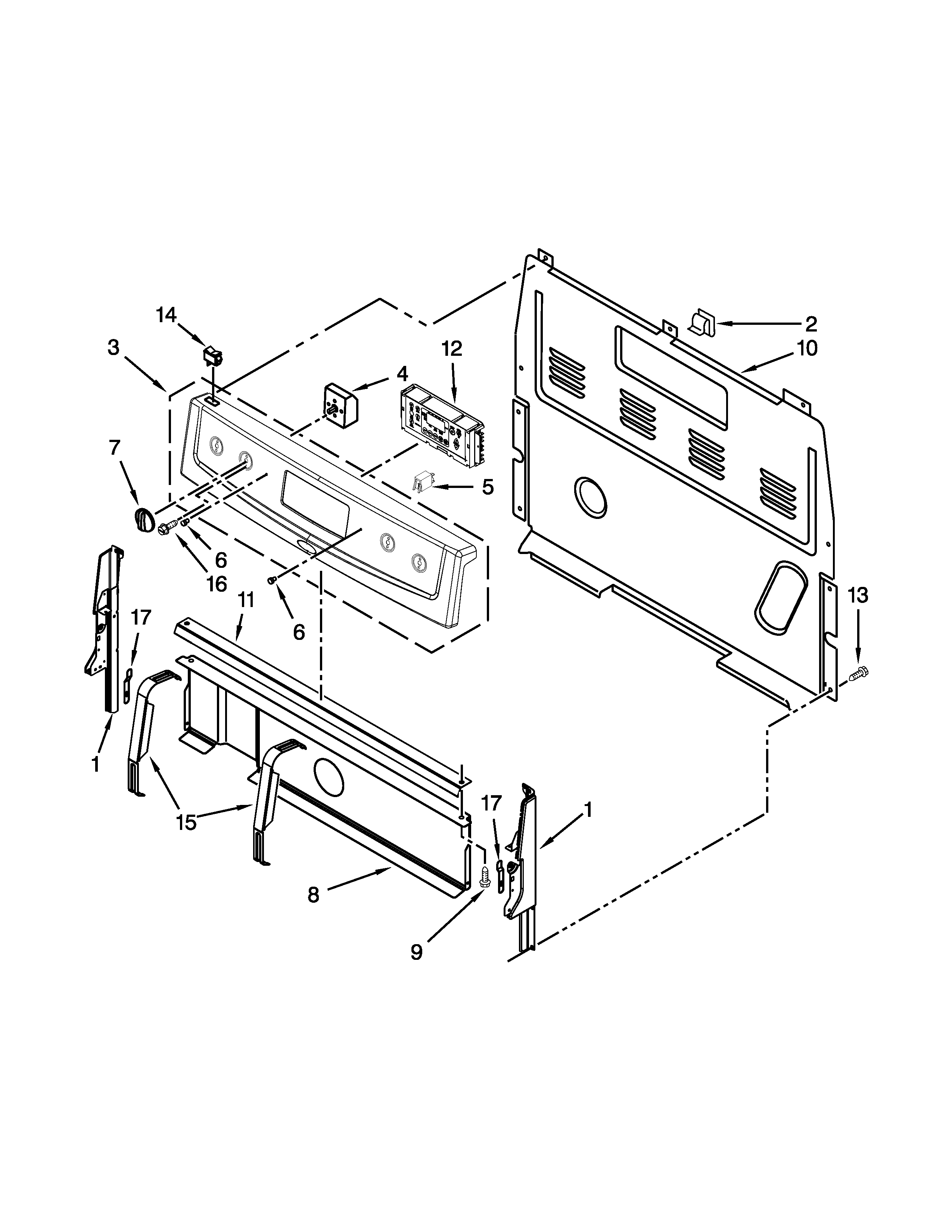 Amana AER6011VAW0 control panel parts diagram